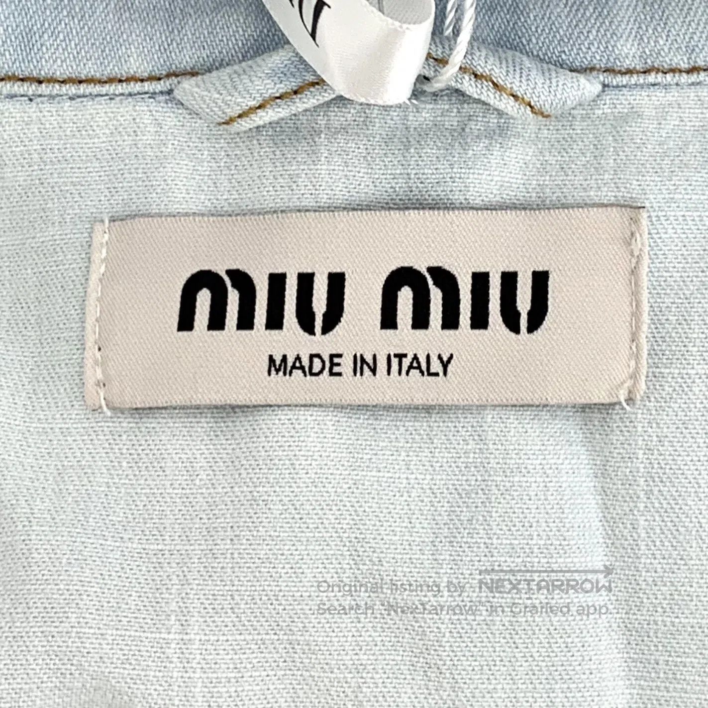 Miu Miu Miu Miu Light Blue Pocket Logo Embroidered Cotton Lapel Si Size XS / US 0-2 / IT 36-38 - 5 Thumbnail