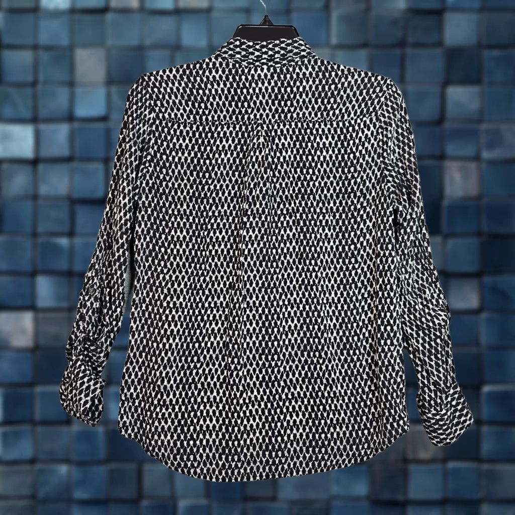 Joie JOIE Shirt Womens XS V-Neck Long Sleeve Button Up Blouse Black White Casual Regular Size XS Size XS / US 0-2 / IT 36-38 - 1 Thumbnail