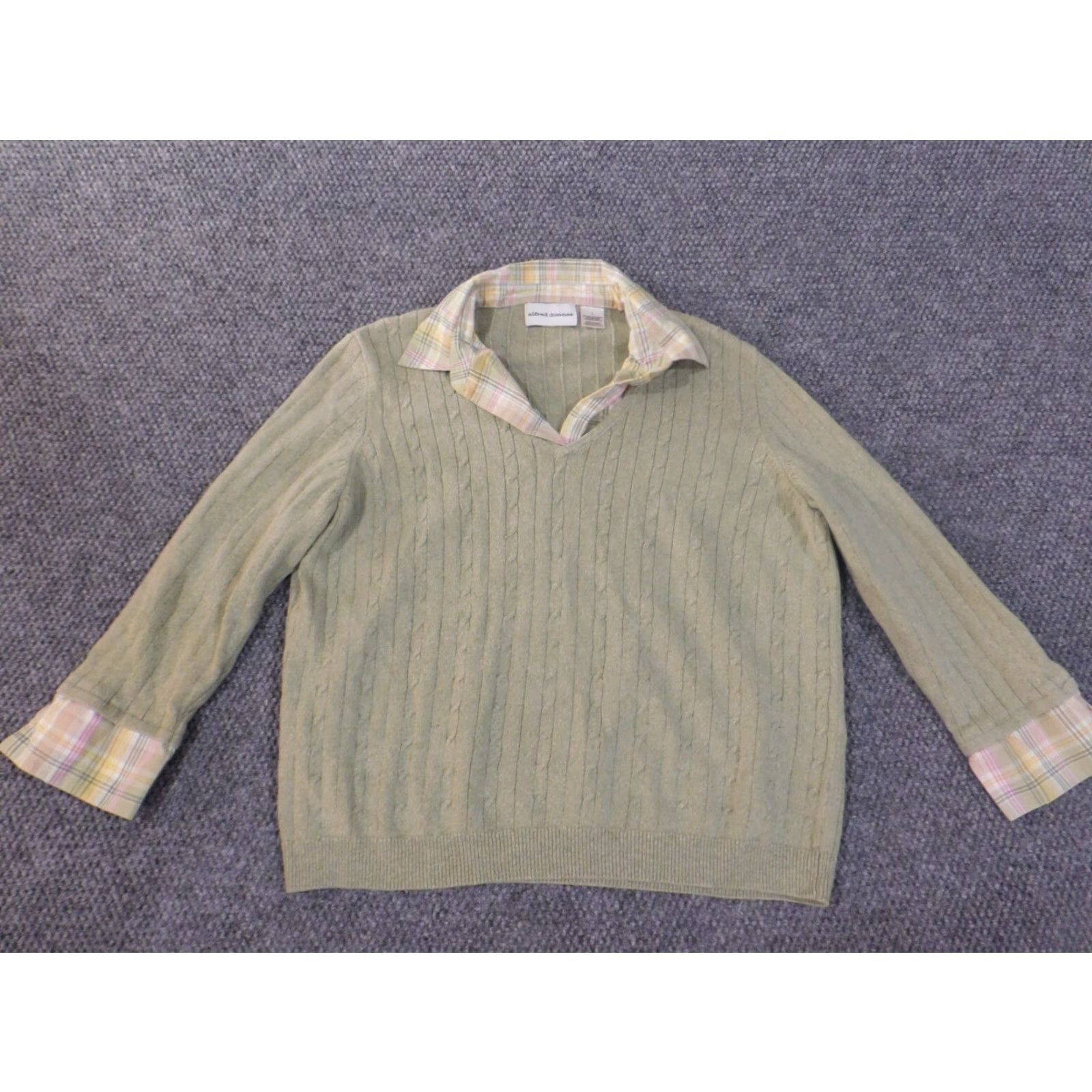 Vintage Alfred Dunner Sweater L Green Raglan Sleeve Collared Knit Pullover Women Modern Casual Size L / US 10 / IT 46 - 2 Thumbnail