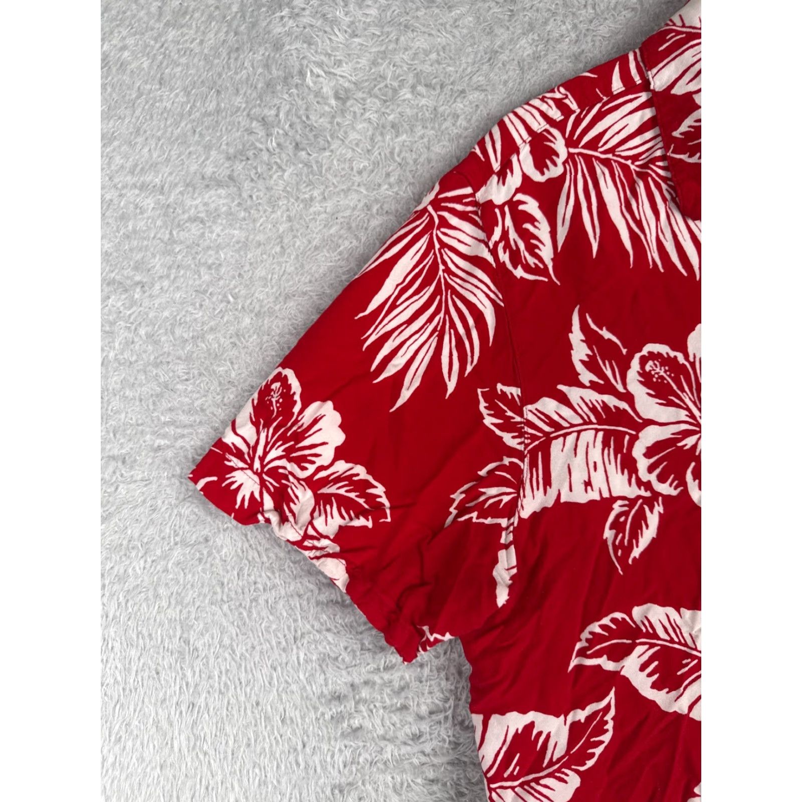 George George Shirt Adult Large Red White Floral Palm Button Up Hawaiian 100% Rayon Size US L / EU 52-54 / 3 - 3 Thumbnail