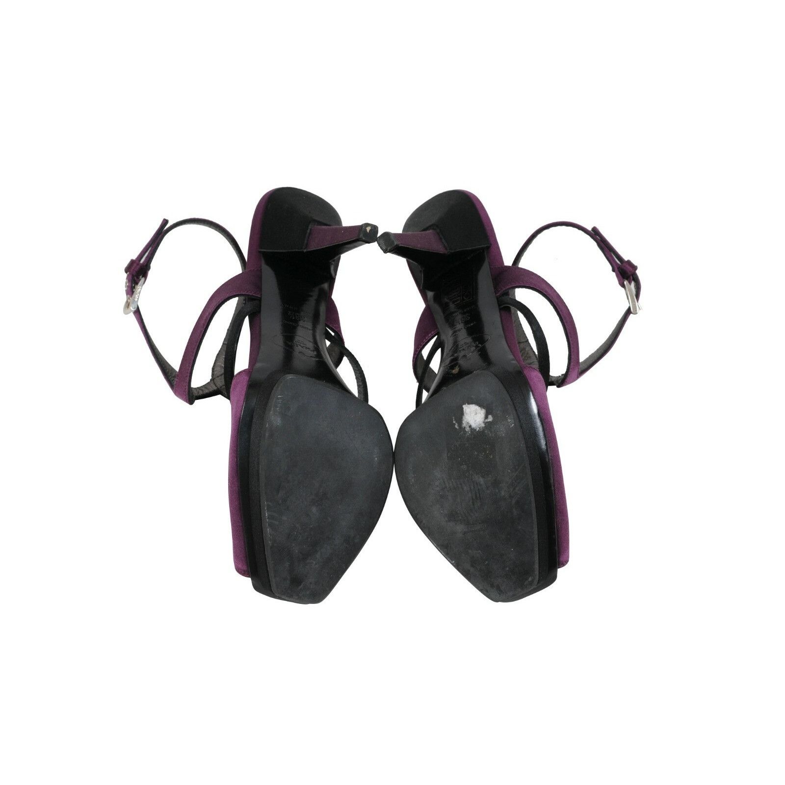 Prada Sandals Purple Violet Satin Open Toe Heels Size US 8.5 / IT 38.5 - 7 Thumbnail