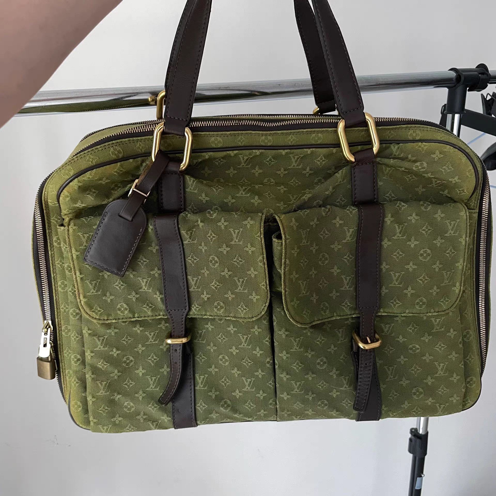 Louis Vuitton Louis Vuitton LV Khaki Denim Keepall Duffle Bag Size ONE SIZE - 1 Thumbnail