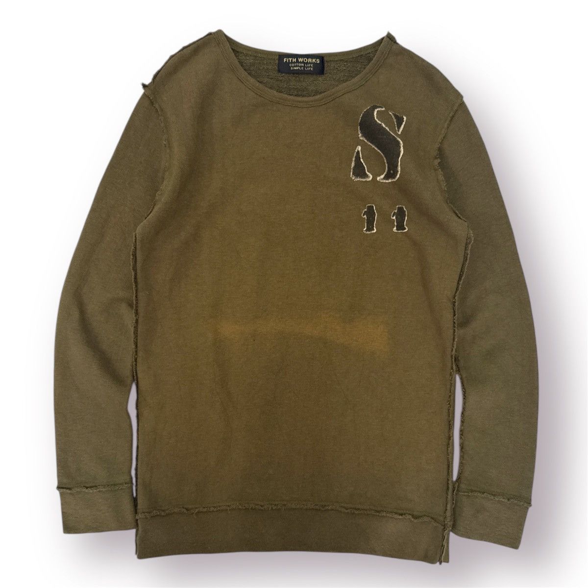 Japanese Brand ⚡️FITH WORKS Olive Raw Edge Sweat Japanese American Military Size US XS / EU 42 / 0 - 1 Thumbnail