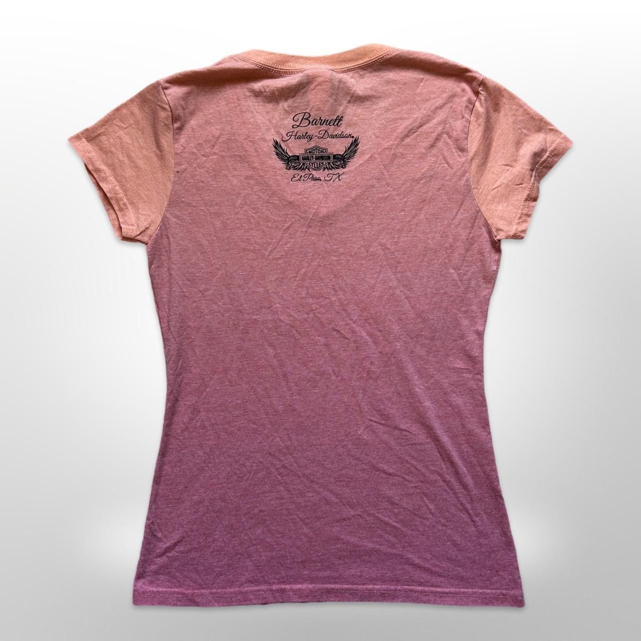 Harley Davidson × Vintage Vintage Harkey Davidson Women’s V-Neck Tee Pink Gradient Size S / US 4 / IT 40 - 3 Thumbnail