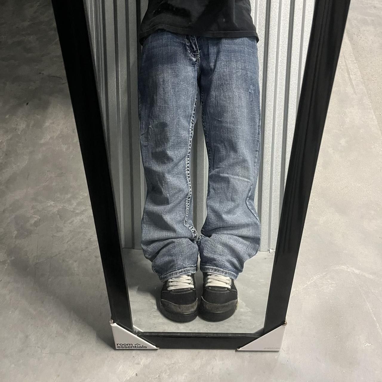 Japanese Brand × Vintage Crazy Vintage Y2K/2000s Medium Wash Bootcut Denim Jeans! Size US 34 / EU 50 - 1 Thumbnail
