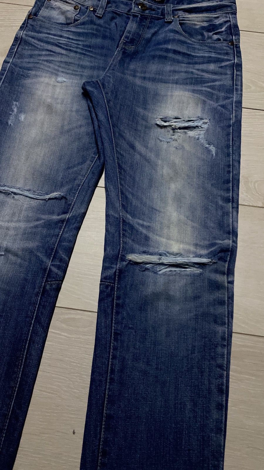 Skull Jeans by an Alchemist Vintage Japanese Skeleton Bones Notdead Distressed Slim Fit Size US 30 / EU 46 - 7 Thumbnail
