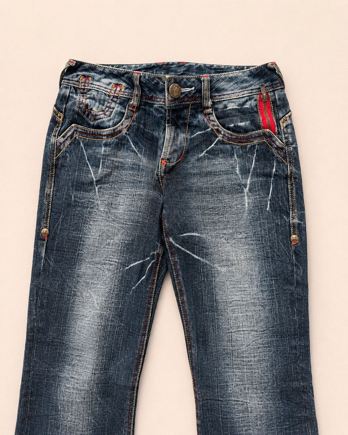 Japanese Brand Skull lace up flare jeans Size US 27 - 3 Thumbnail