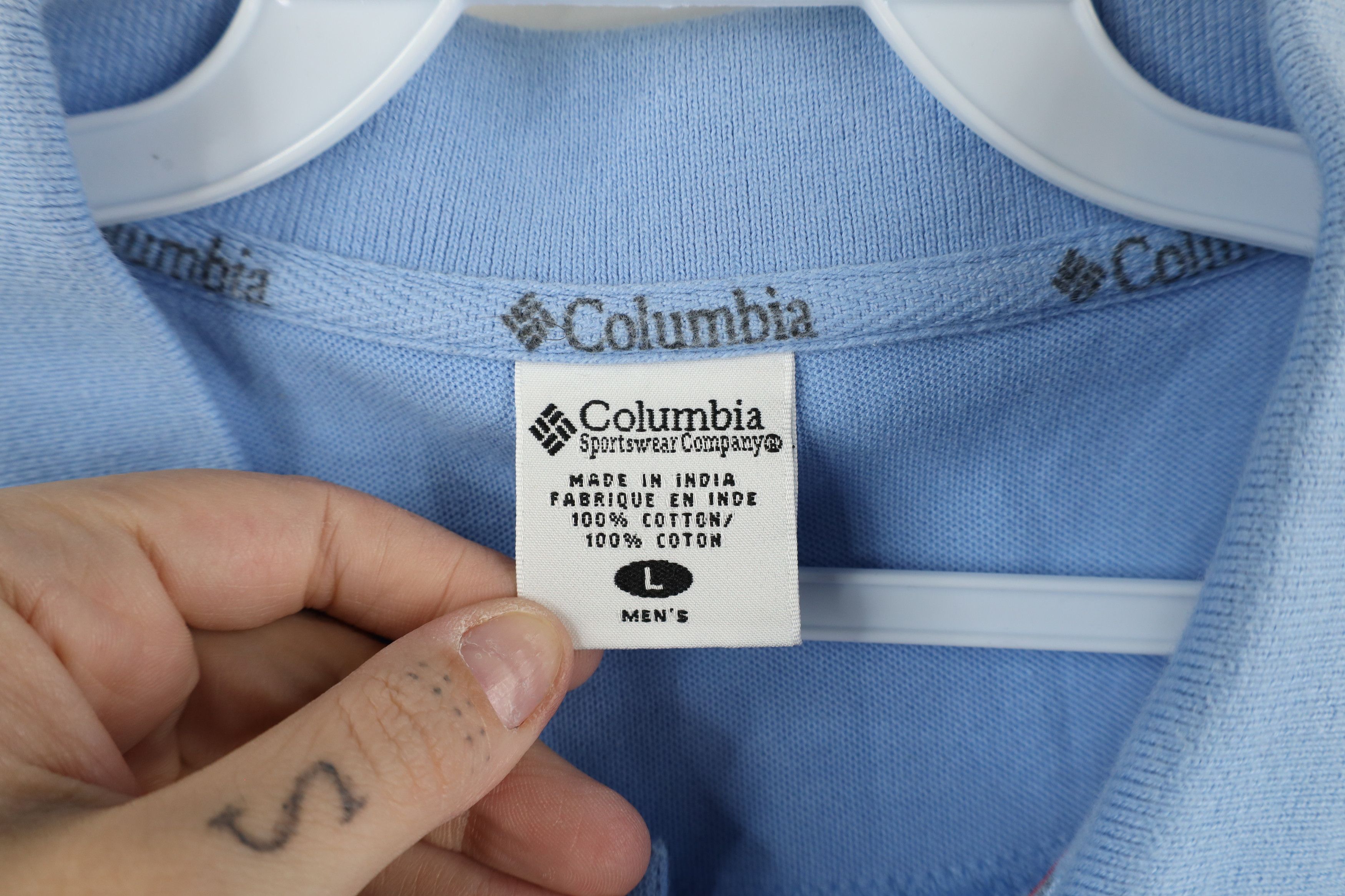 Columbia × Vintage Vintage Columbia Out Fish Collared Polo Shirt Light Blue Size US L / EU 52-54 / 3 - 7 Thumbnail