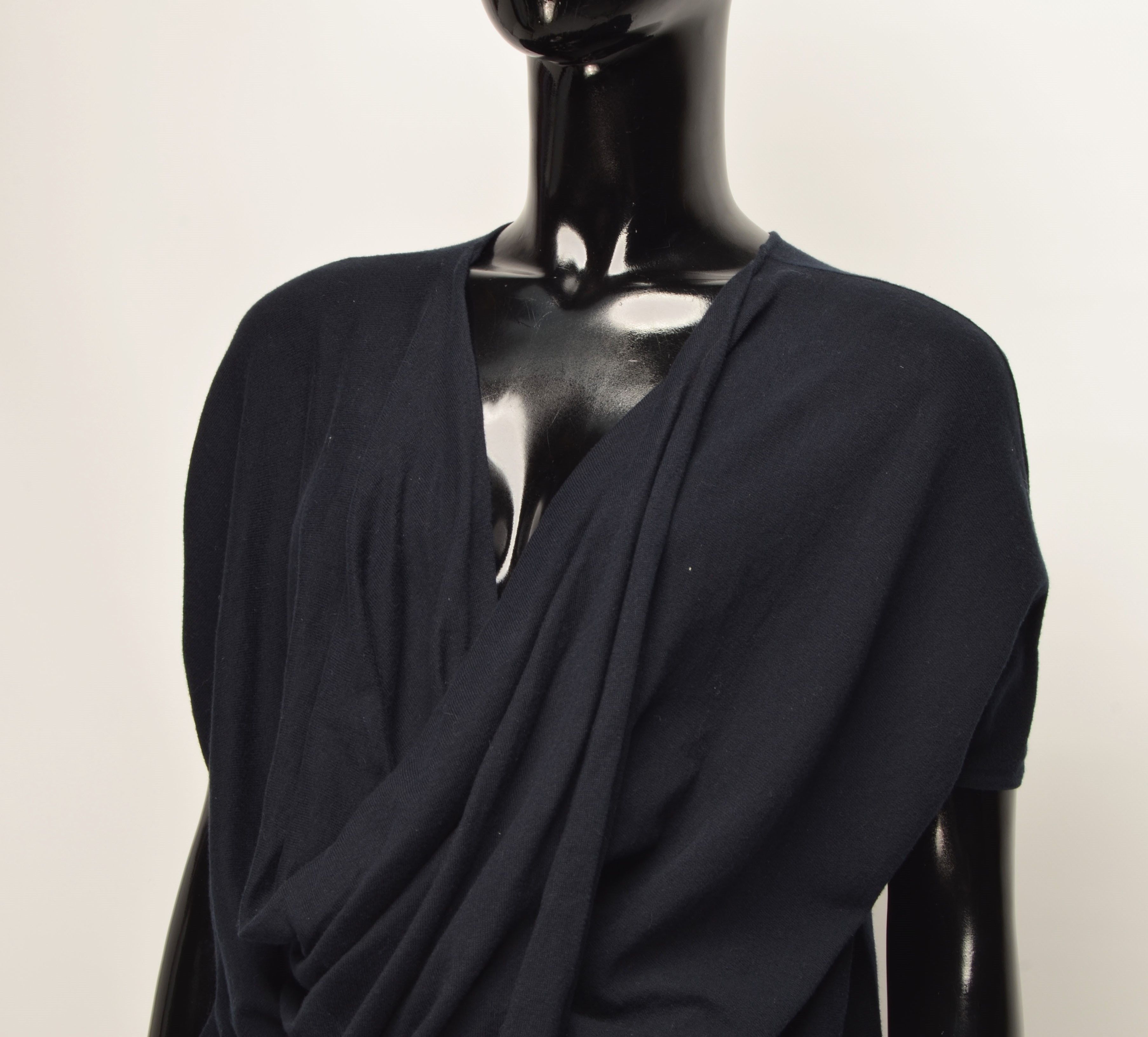 Allsaints Allsaints Navy Drapped Neck Avant-Garde Tunic Top Size S / US 4 / IT 40 - 2 Thumbnail