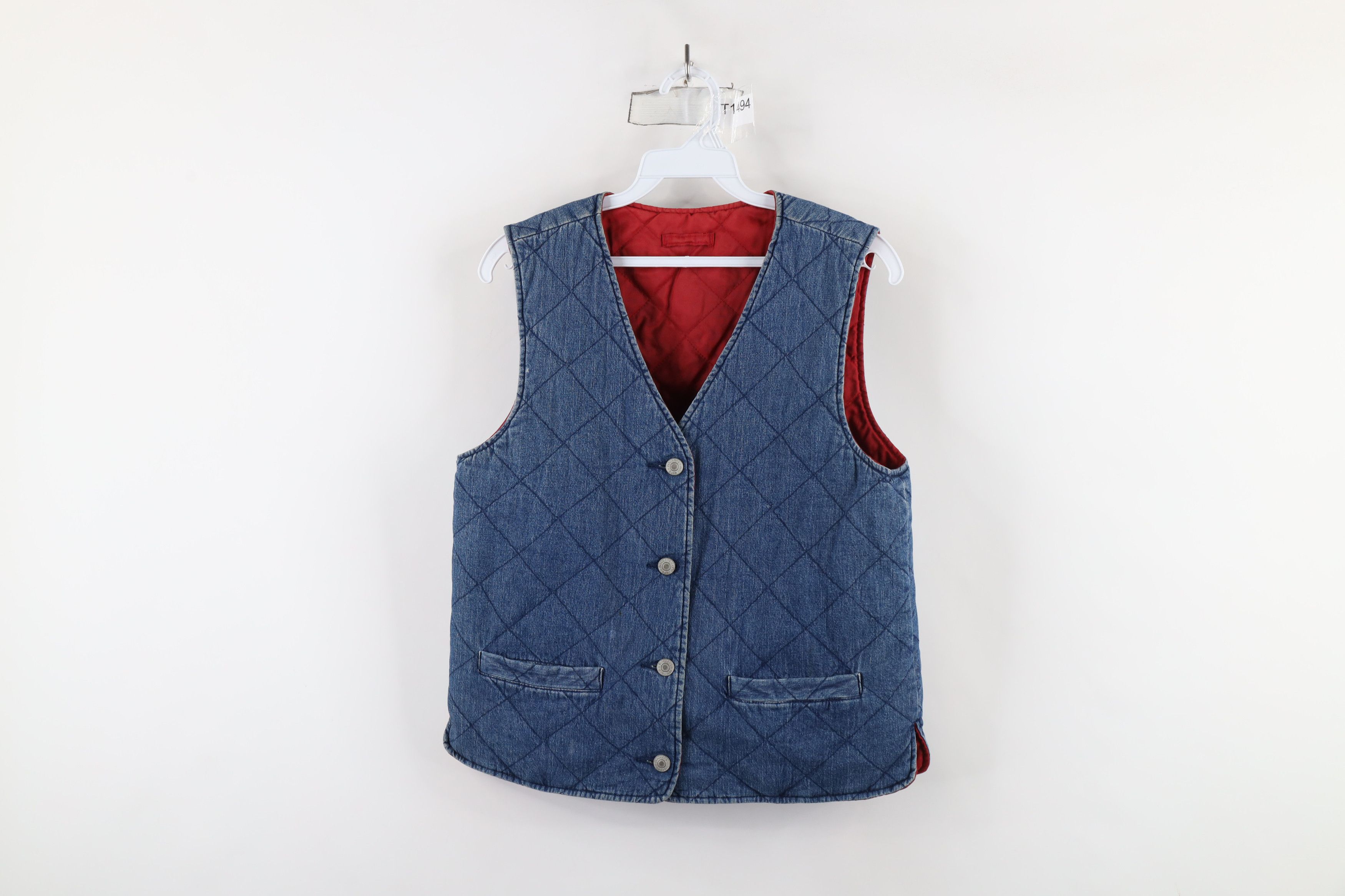 Vintage Vintage 90s Streetwear Reversible Quilted Denim Vest Jacket Size S / US 4 / IT 40 - 1 Thumbnail