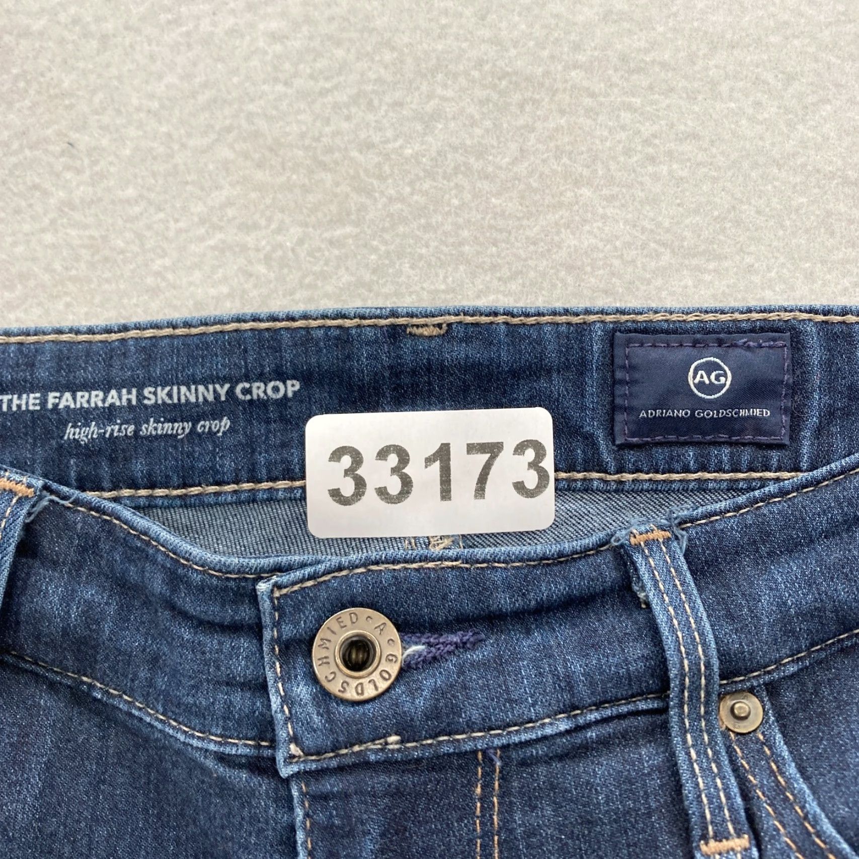 Farah AG Adriano Goldschmied The Farrah Skinny Crop Women's 27 Dark Blue Denim Jeans Size 27" / US 4 / IT 40 - 4 Thumbnail