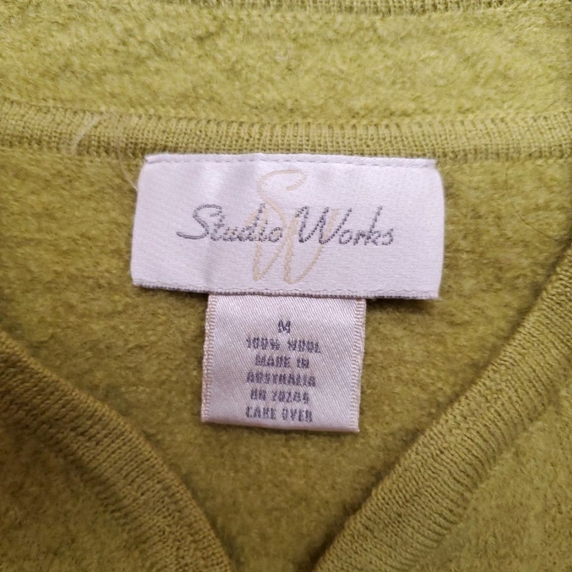 Vintage VINTAGE Studio Works Wool Cardigan Womens M Green 100% Wool Full Zip Australia Knitted Pockets Casual Womens Size M / US 6-8 / IT 42-44 - 4 Thumbnail