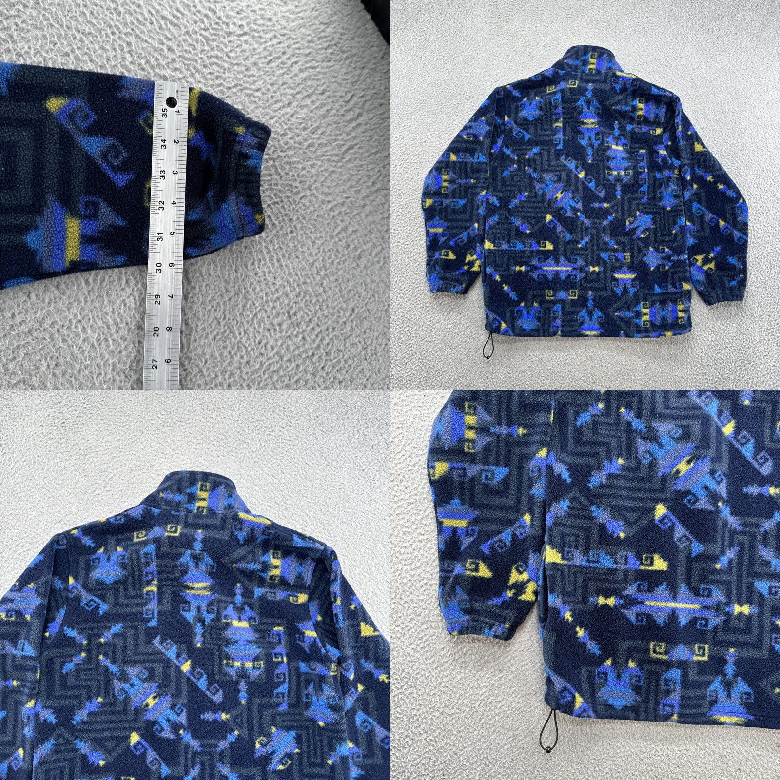 Lands' End VINTAGE Lands' End Jacket Women's Small USA Made Polartec Aztec Fleece 1/4 Zip Blue Womens Size S / US 4 / IT 40 - 8 Thumbnail