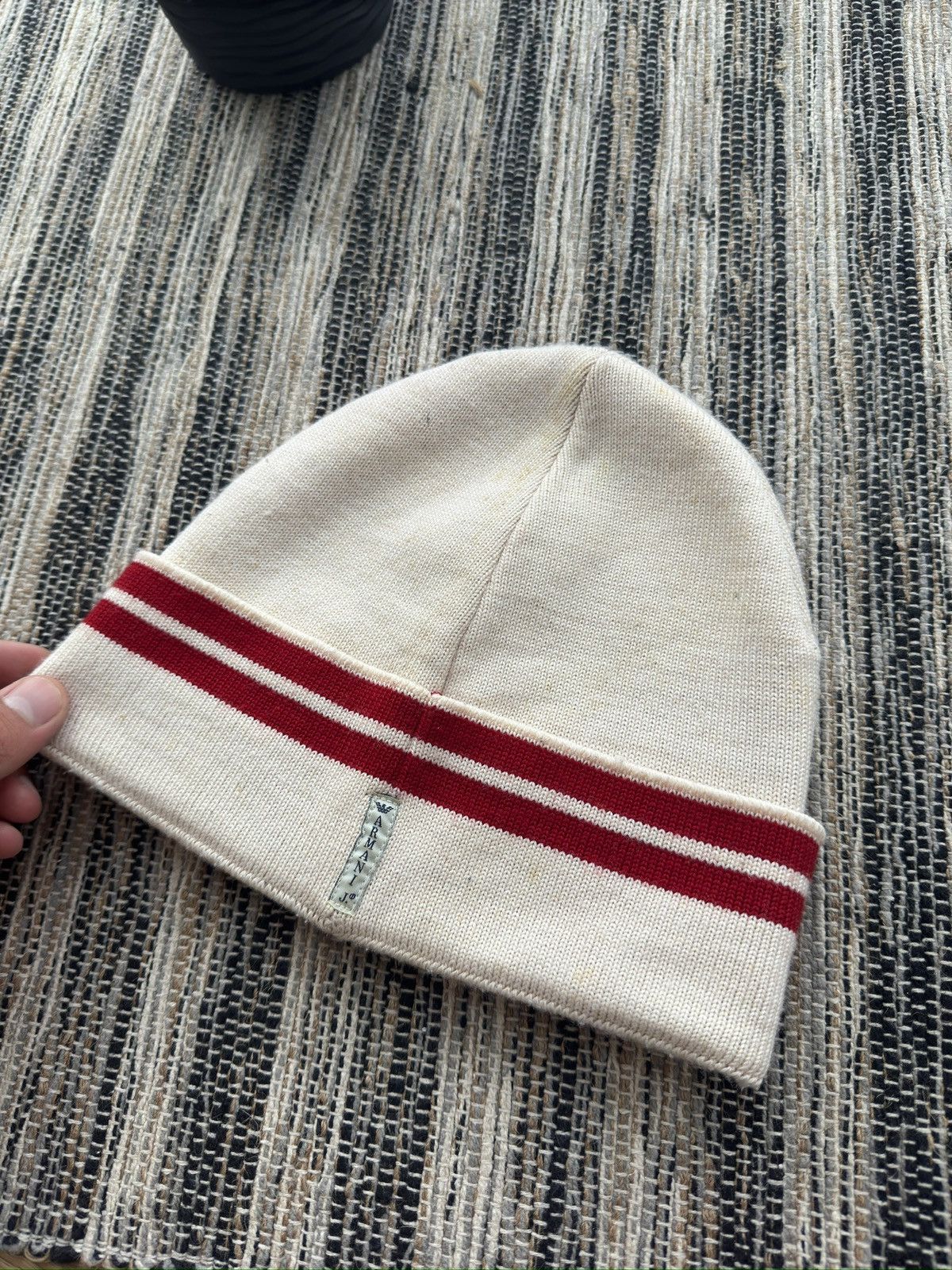 Armani Vintage Armani big logo Y2K distressed beanie hat Size ONE SIZE - 5 Thumbnail