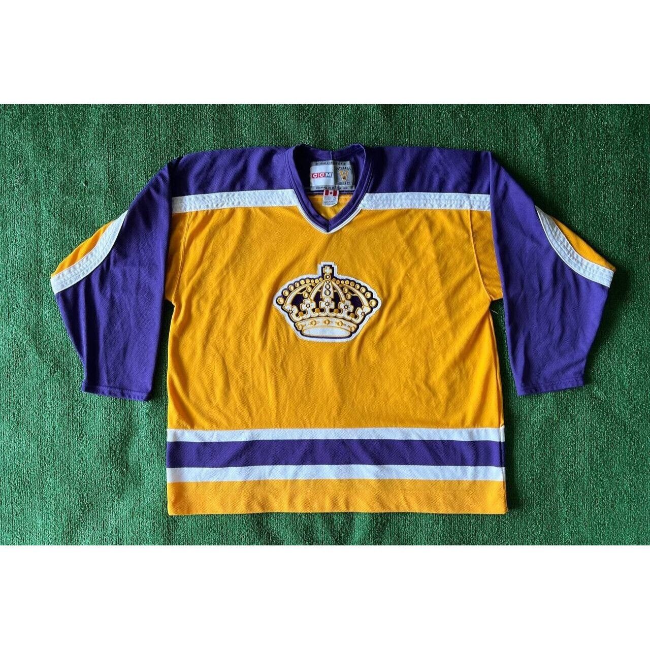 image of Vintage Los Angeles Kings Ccm Throwback Nhl Hockey Jersey in Yellow, Men's (Size 2XL)