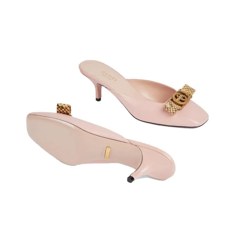 Gucci o1s1wg110425 Women's Interlocking G Mules in Pink Size US 5 / IT 35 - 5 Thumbnail