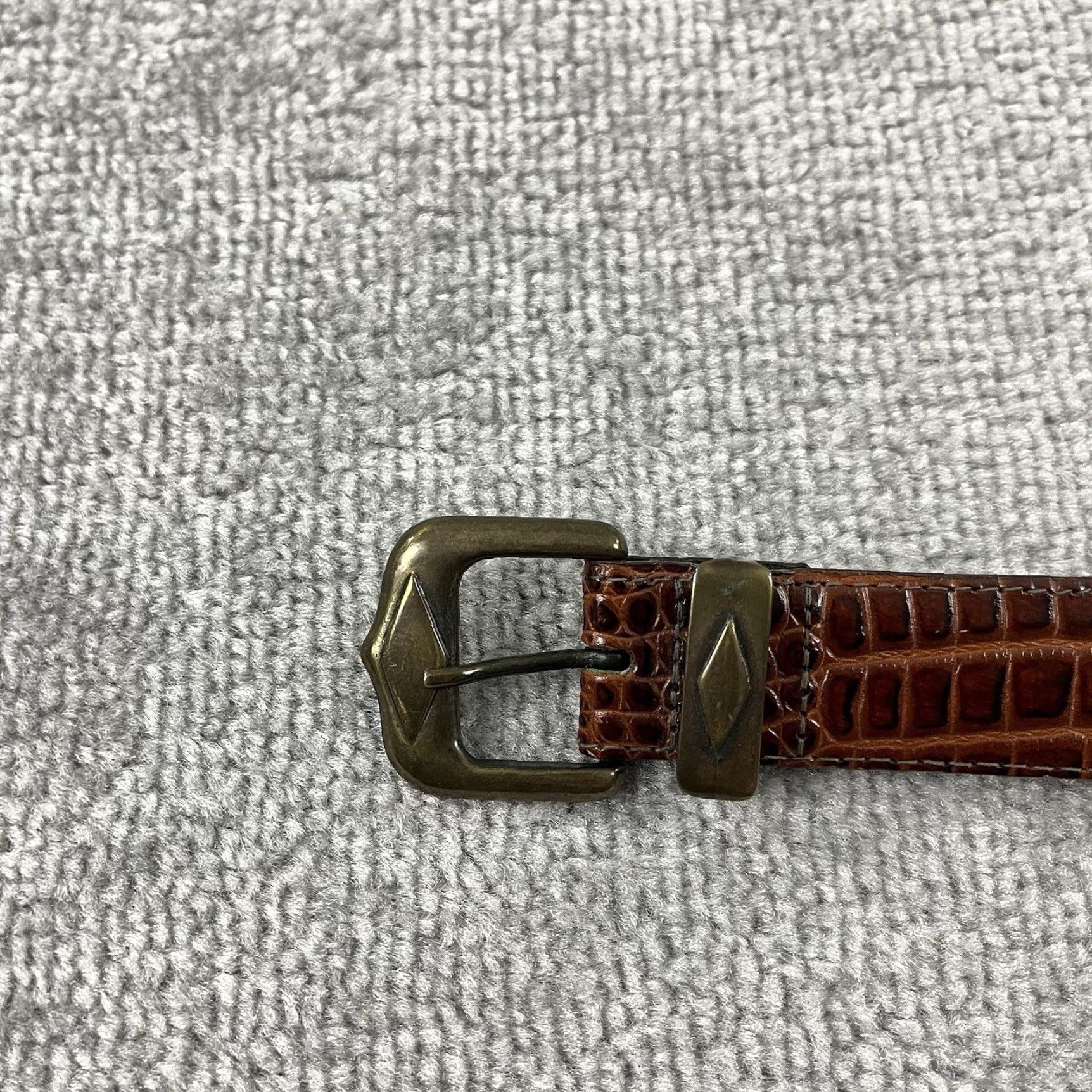 Vintage VINTAGE Just Jamie Belt Womens Size 34 85cm Italian Alligator Calfskin Leather Brown Skinny Belt Vintage No Size ONE SIZE - 7 Thumbnail
