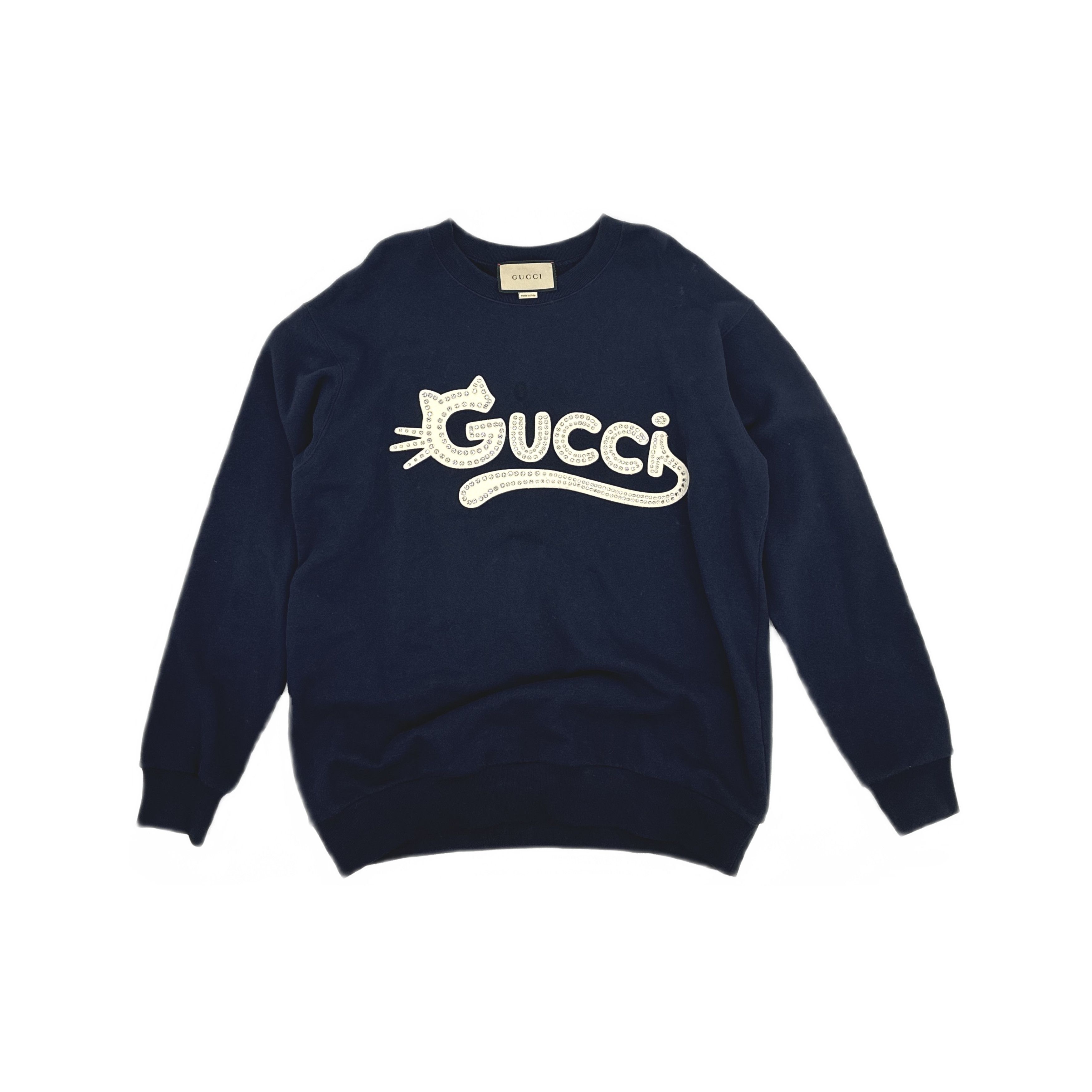 Gucci Gucci Rhinestone Cat Logo Sweatshirt M Size M / US 6-8 / IT 42-44 - 1 Thumbnail