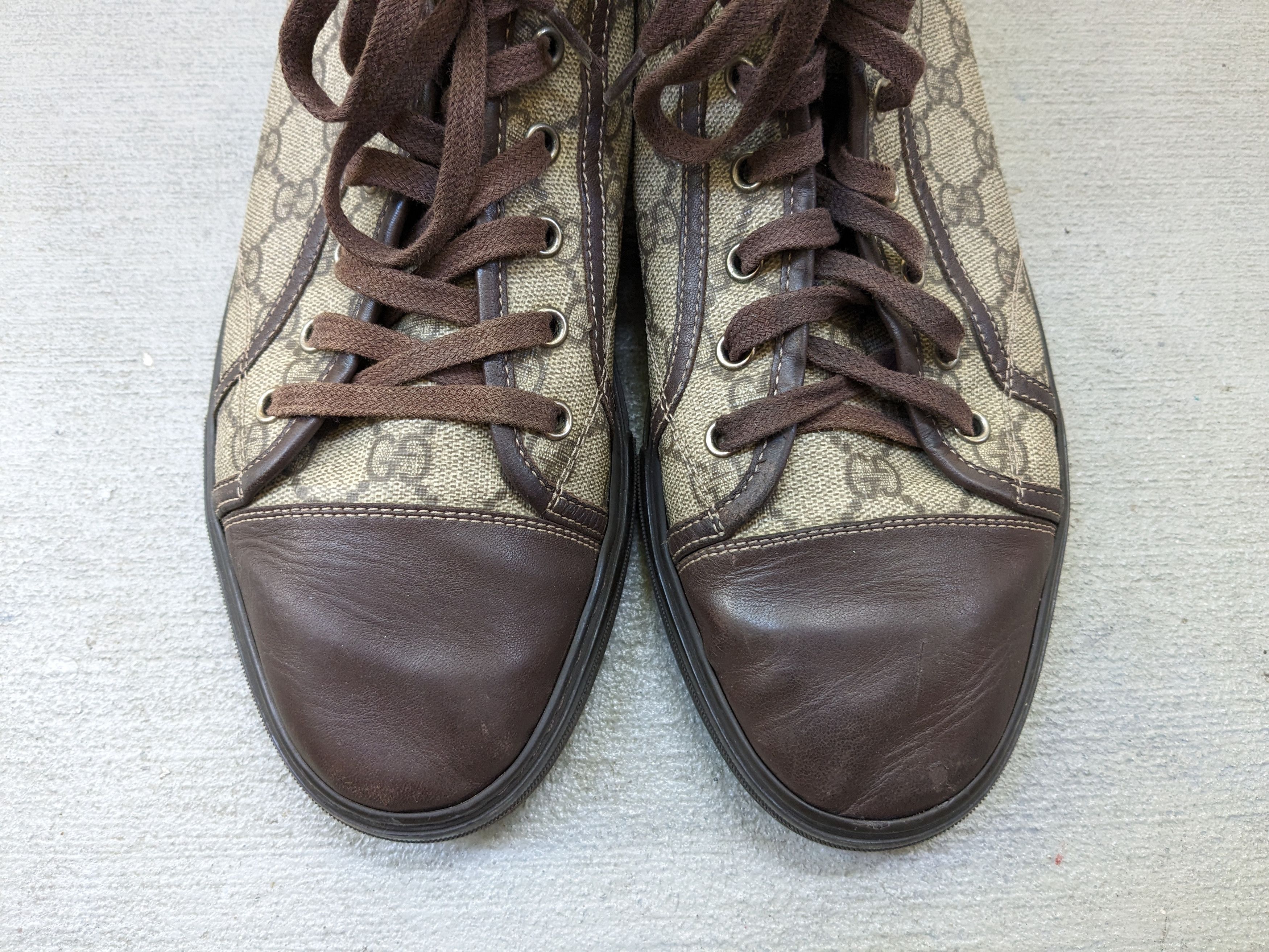 Gucci Gucci High Top Sneakers Brown Leather 10 Lace Up Canvas Size US 10 / EU 43 - 5 Thumbnail
