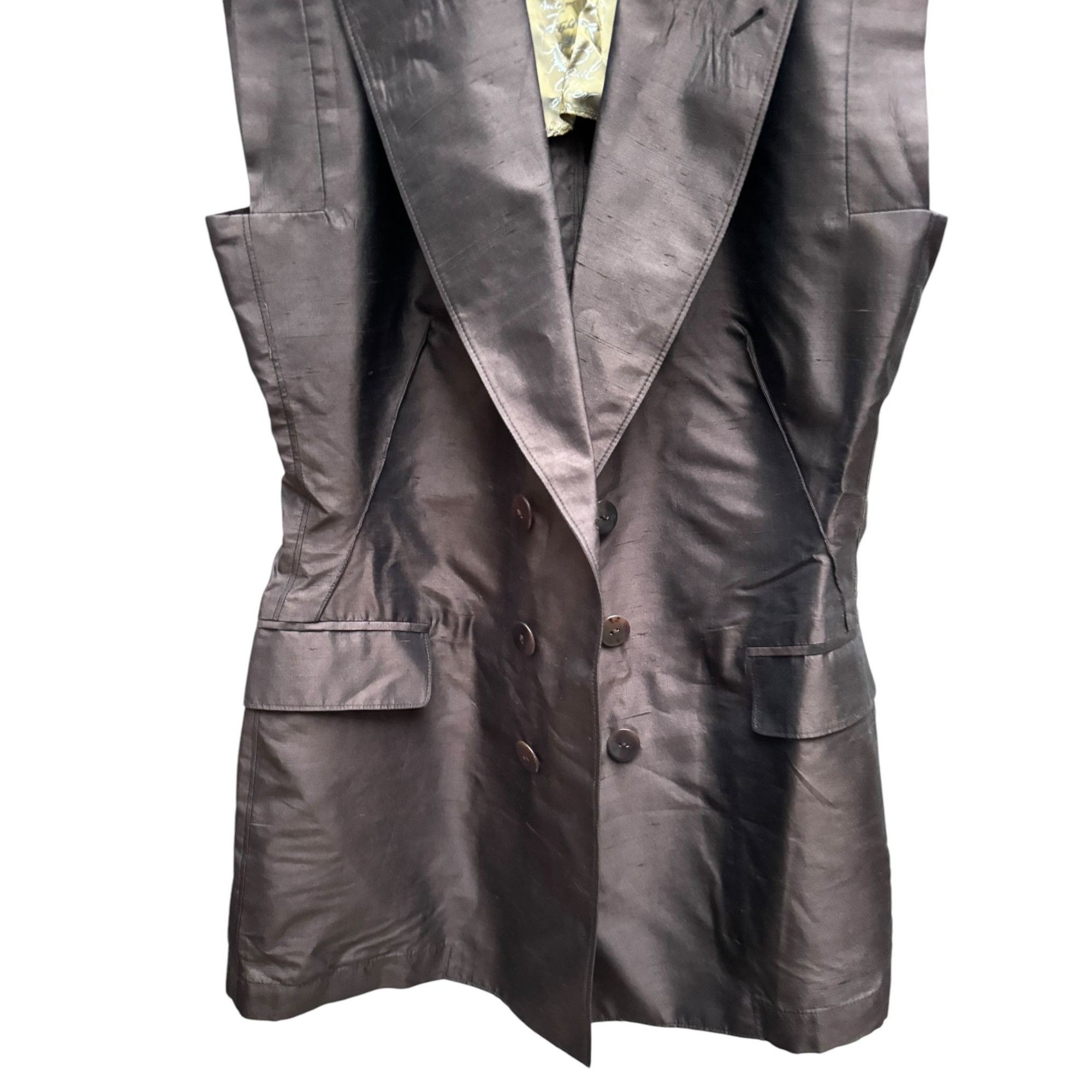 Jean Paul Gaultier Vintage Bronze Sleeveless Blazer Jacket Size M / US 6-8 / IT 42-44 - 8 Thumbnail
