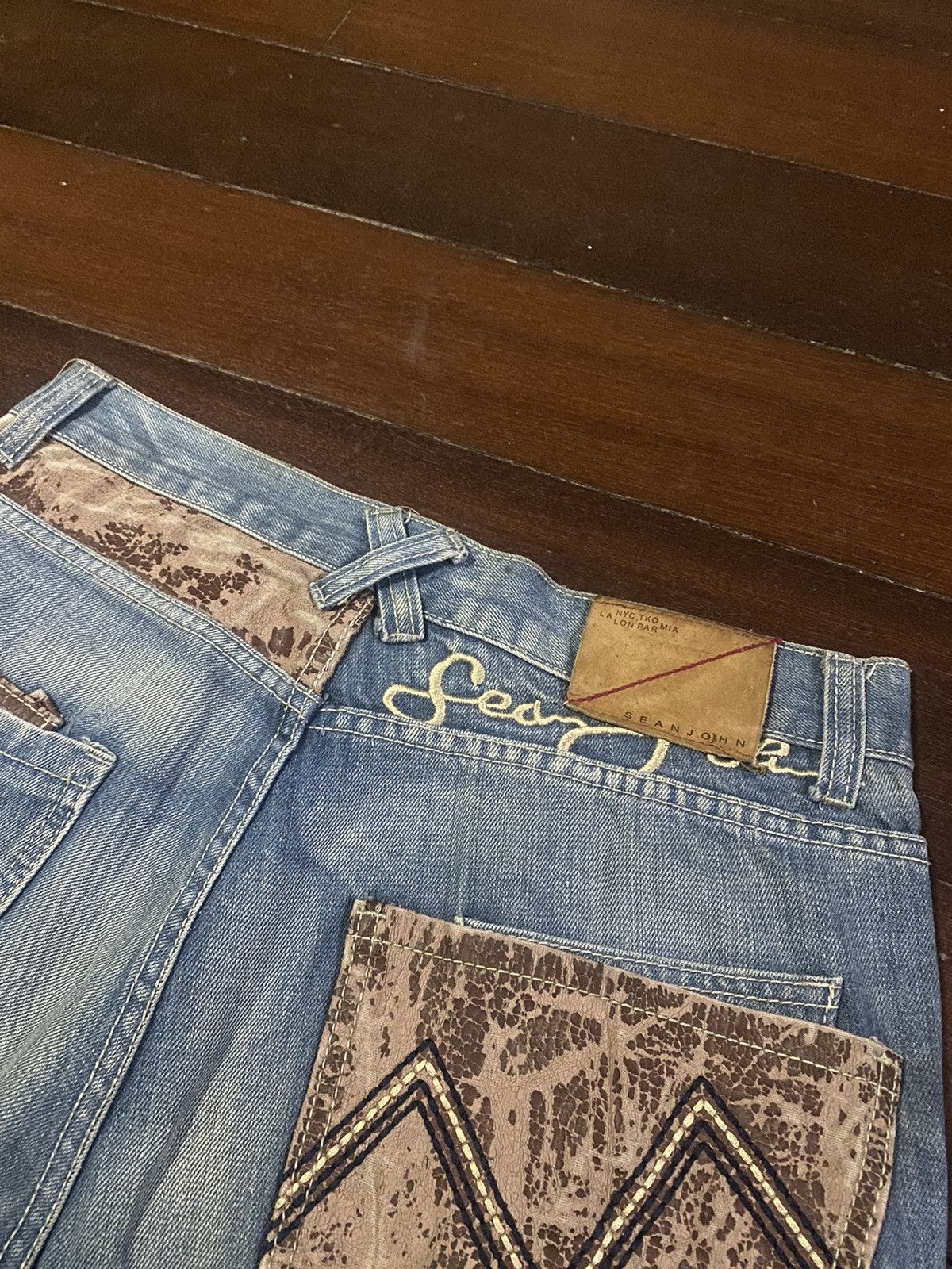 Anchor Blue × JNCO × Sean John Fire vintage SEAN JOHN WIDE LEG dirty mud wash Size US 34 / EU 50 - 9 Thumbnail
