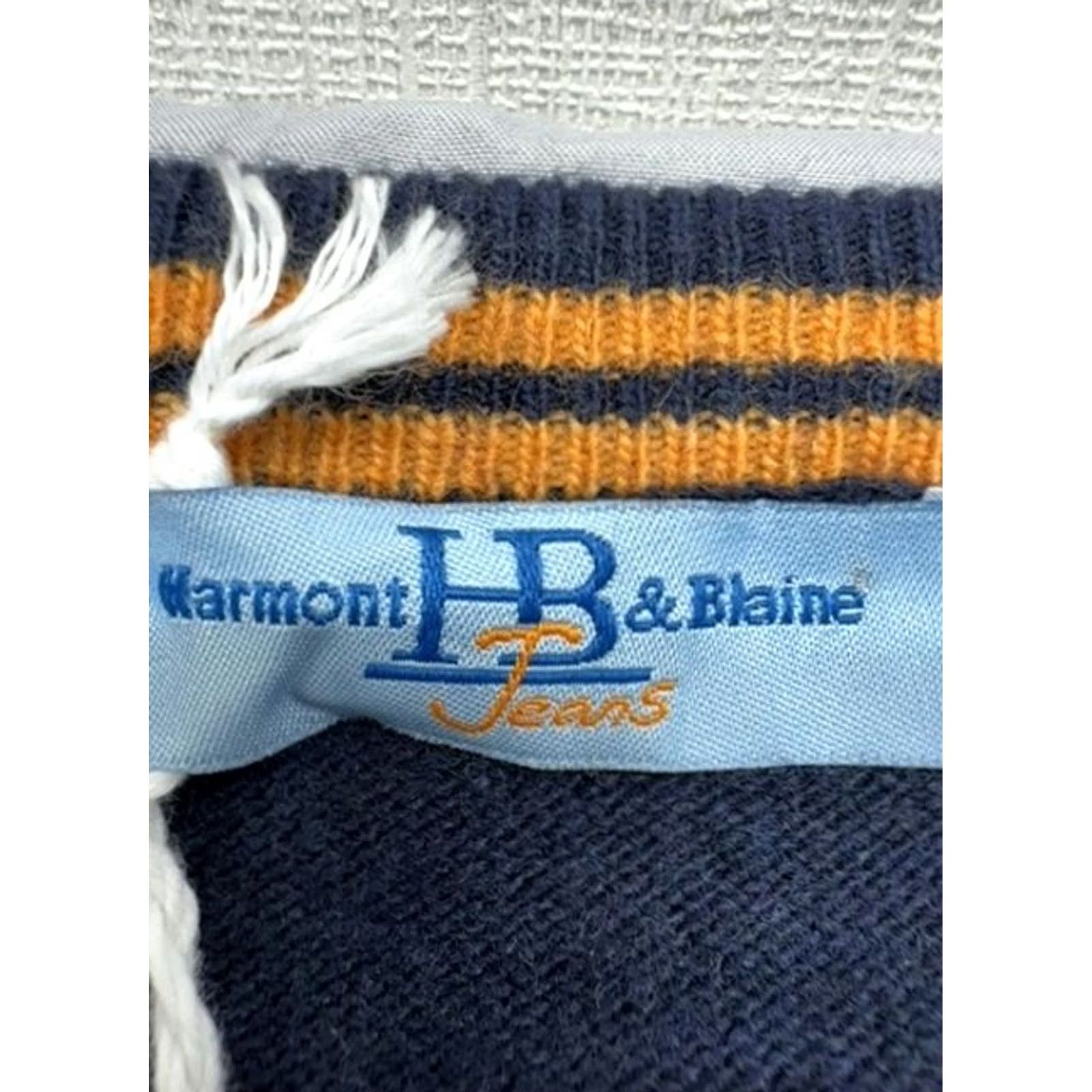 Harmont & Blaine Harmont & Blaine Navy Blue XL Mens Crew Neck Sweater Orange Contrast (Cotton Jersey) Size US XL / EU 56 / 4 - 4 Thumbnail