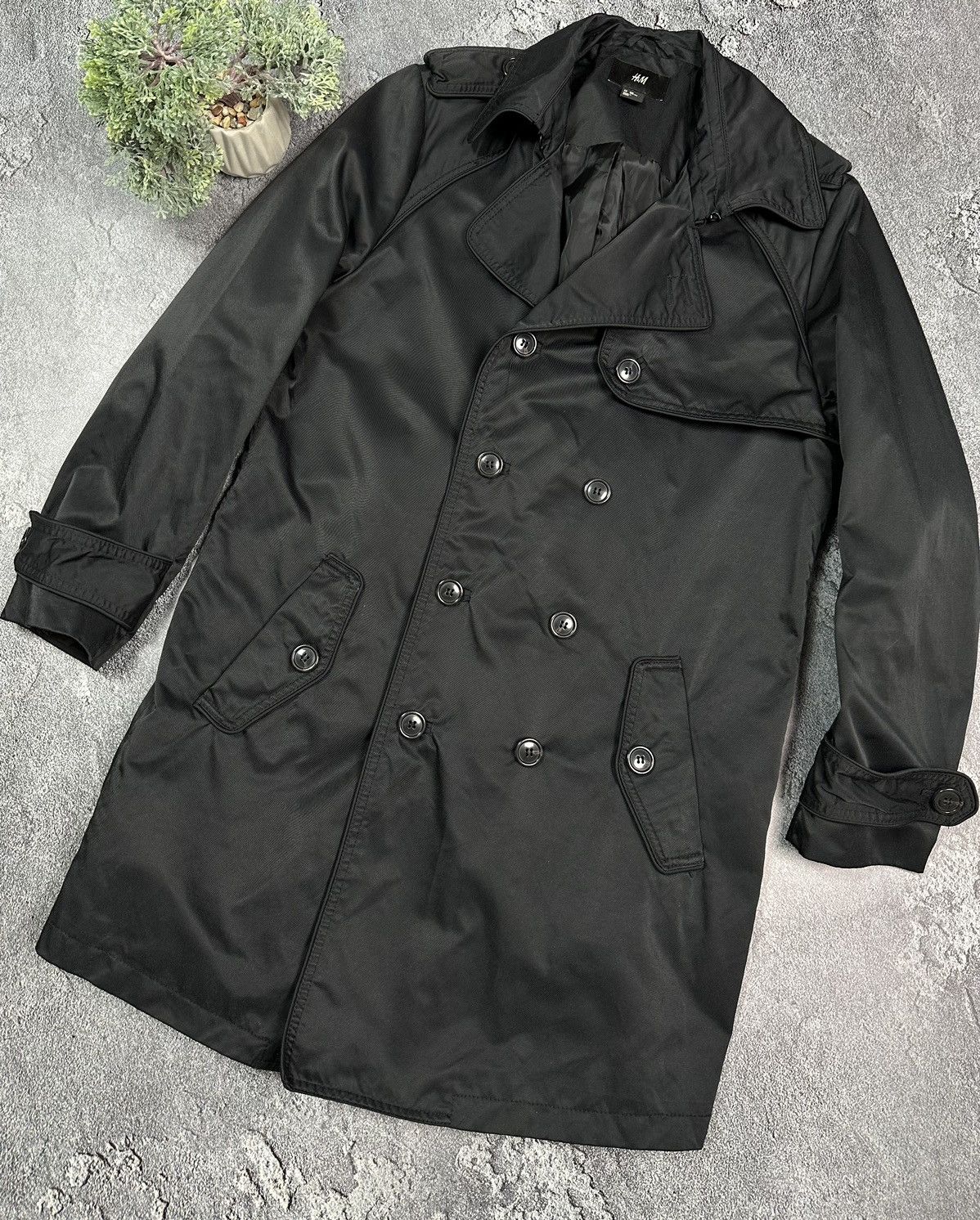 H&M H&M trench coat jacket Men Black L XL size 54R Size US L / EU 52-54 / 3 - 1 Thumbnail