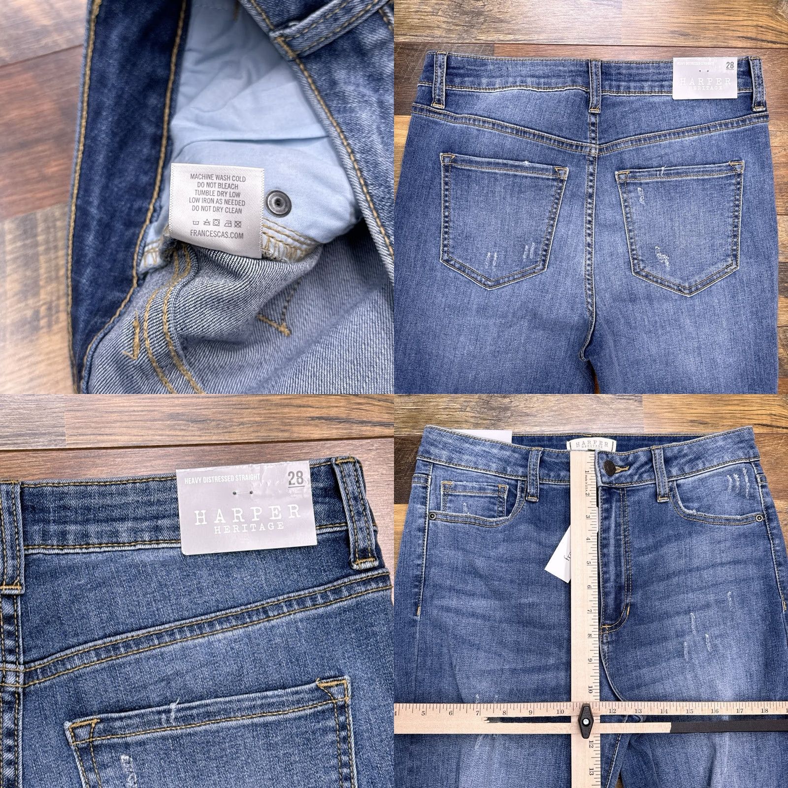 Vintage Harper Heritage Straight Jeans Womens 28 Heavy Distressed Stretch New Size 28" / US 6 / IT 42 - 8 Thumbnail