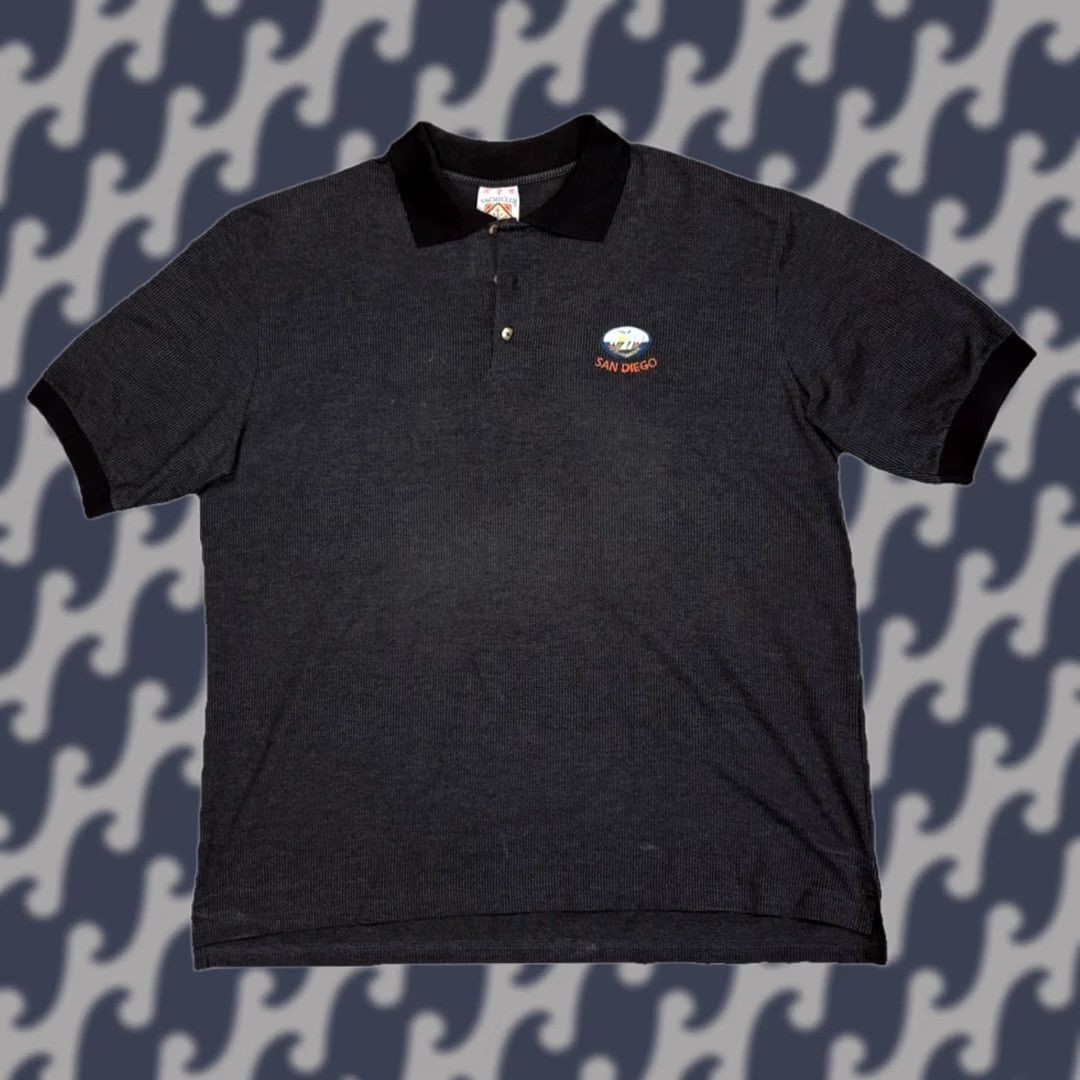 Vintage VINTAGE San Diego Yacht Club Embroidered Polo Charcoal Grey Shirt XL Men Regular Cotton Logo Short Sleeve Crew Neck 80s 90s Preppy Retro Size US XL / EU 56 / 4 - 1 Thumbnail