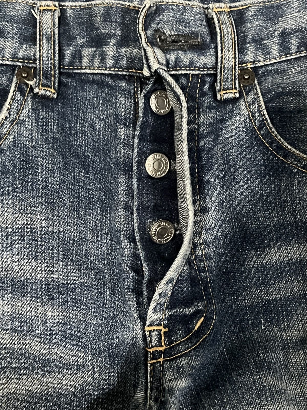 Japanese Brand WASHED DENIM PAINT SPLATTER DISTRESSED JEANS NOT HELMUT LANG Size US 31 - 6 Thumbnail