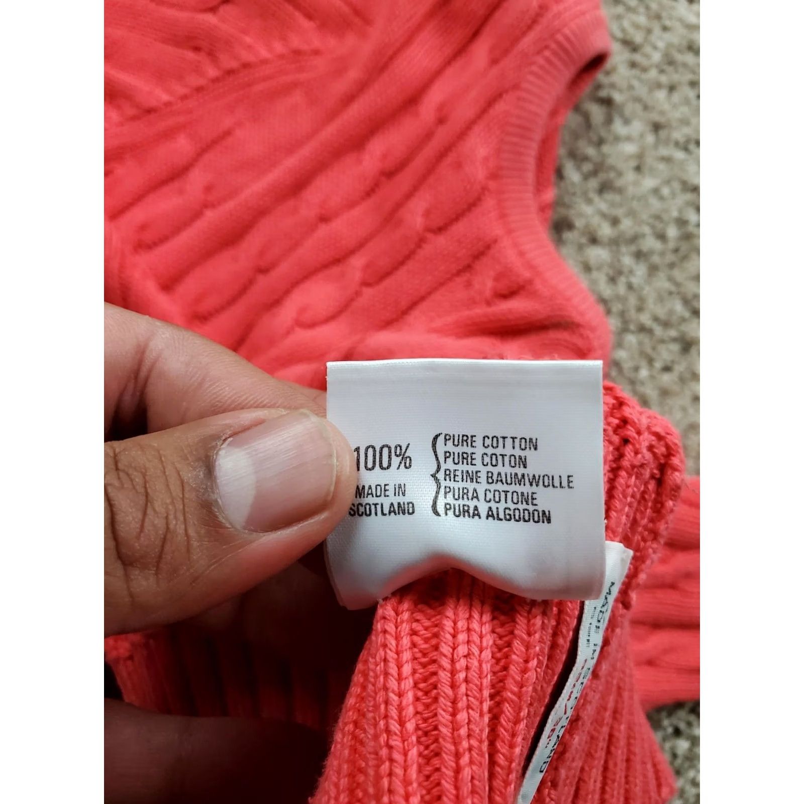 Aquascutum Aquascutum Sweater Womens Small Pink Cable-Knit Crew Neck Scotland Cotton Pullover Knits Size S / US 4 / IT 40 - 6 Thumbnail