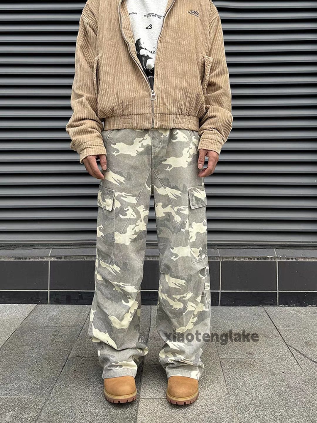 Designer Unisex washed faded loose baggy skate hiphop cargo pants Size US 34 / EU 50 - 3 Thumbnail