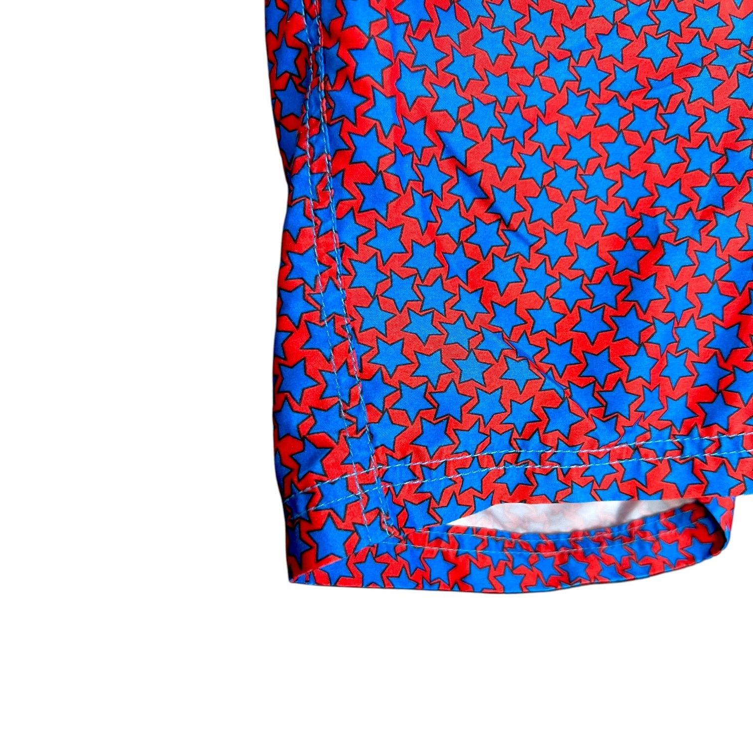 Other Beach Bros Star Pattern Red & Blue Men's Swim Trunks Beach M Size US 32 / EU 48 - 6 Thumbnail