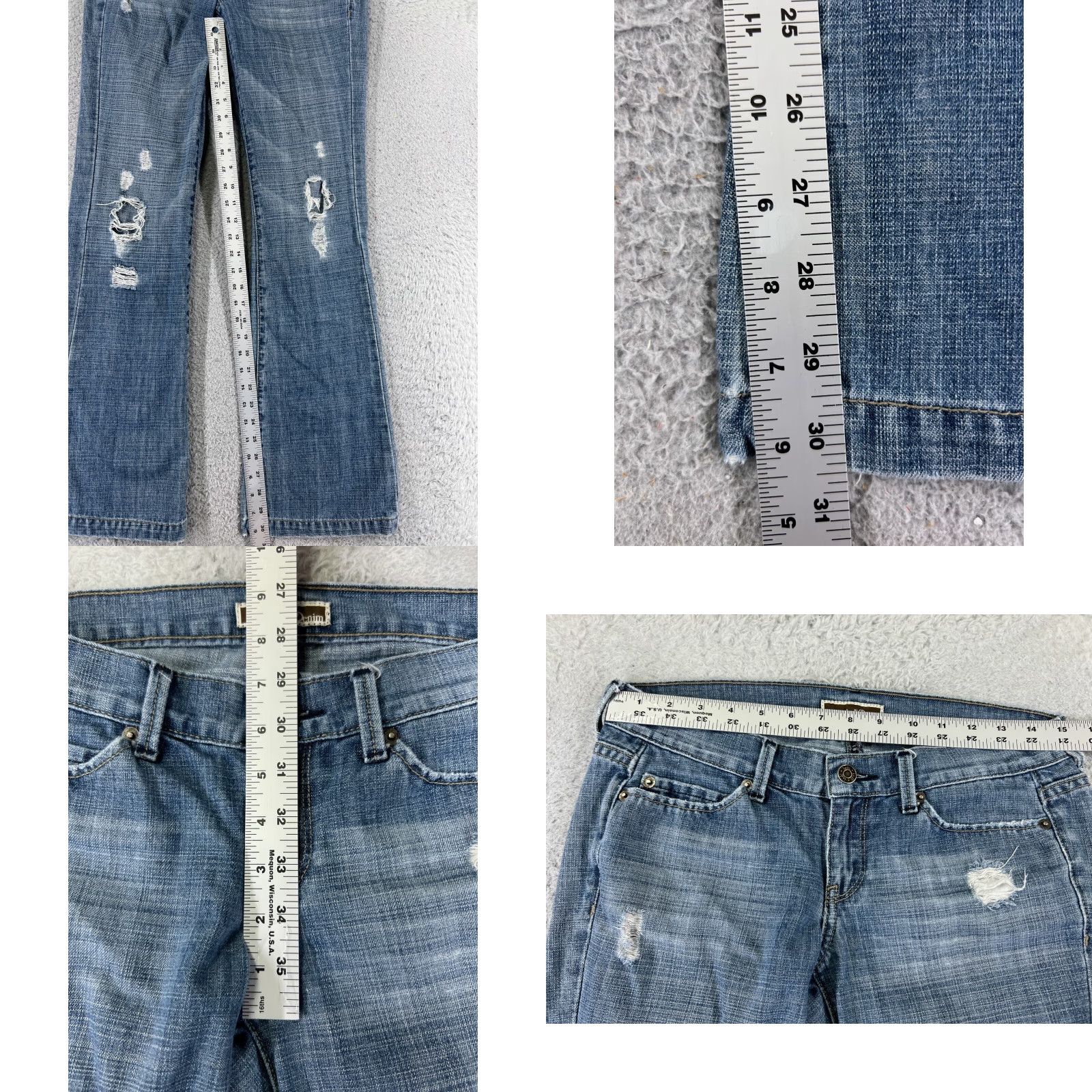 Vintage Shyanne Jeans Womens 29 Blue Denim Flared Low Rise Distressed 29x30 Pants Regular Jeans Womens Boys Girls Mens Size 29" - 8 Thumbnail