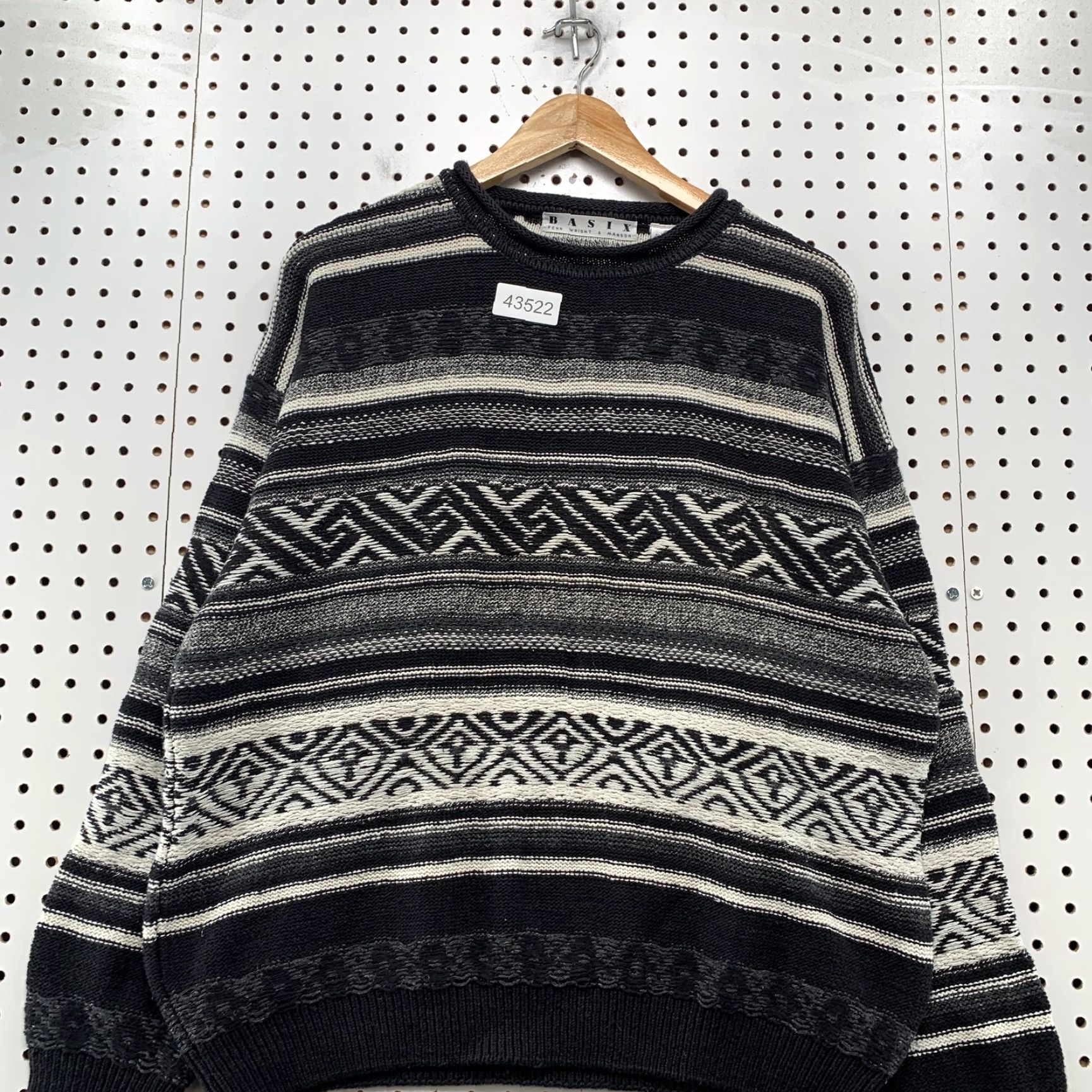 Vintage VINTAGE Fenn Wright Manson Black Striped Sweater Mens Large Ramie Cotton Pullover Knit Crew Neck Winter Casual Mens L Black Striped Sweater Size US L / EU 52-54 / 3 - 2 Thumbnail