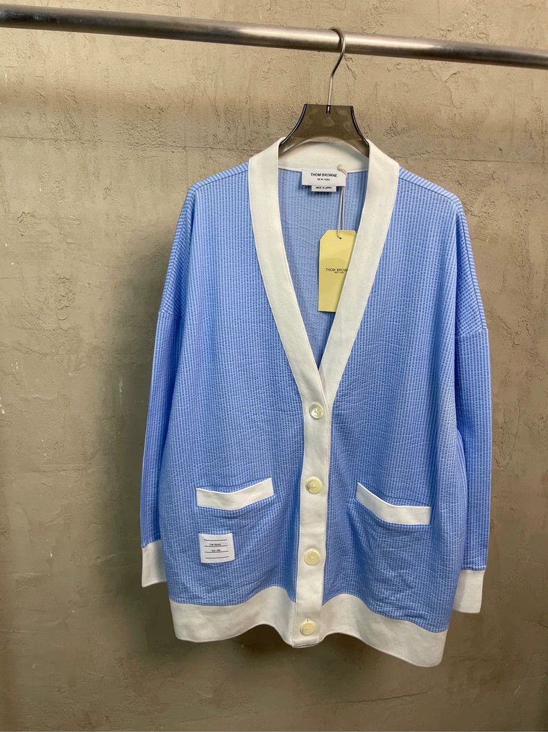 Thom Browne Thom browne Blue vertical striped color-blocked cardigan j Size XS / US 0-2 / IT 36-38 - 1 Thumbnail