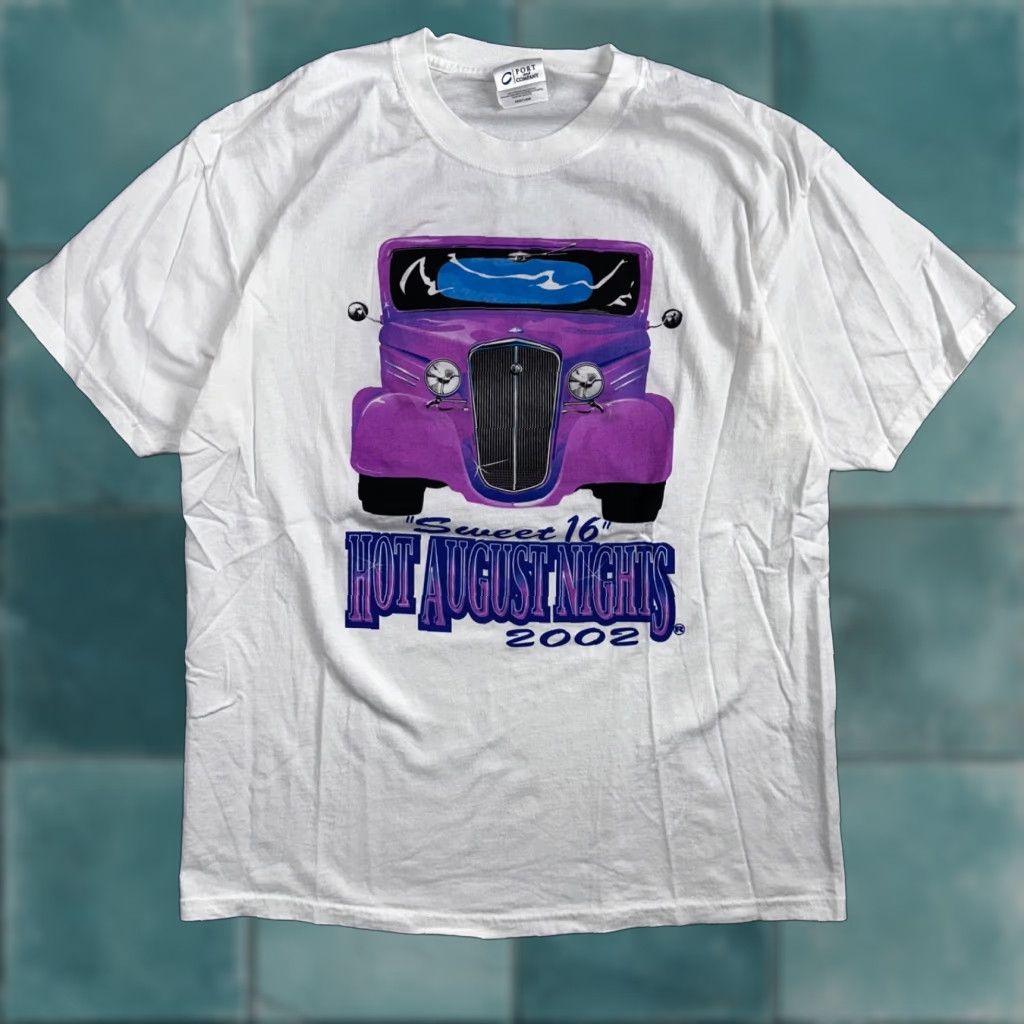 Port & Company VINTAGE 2002 Hot August Nights T-Shirt Men Large White Graphic Classic Car 90s Size US L / EU 52-54 / 3 - 1 Thumbnail