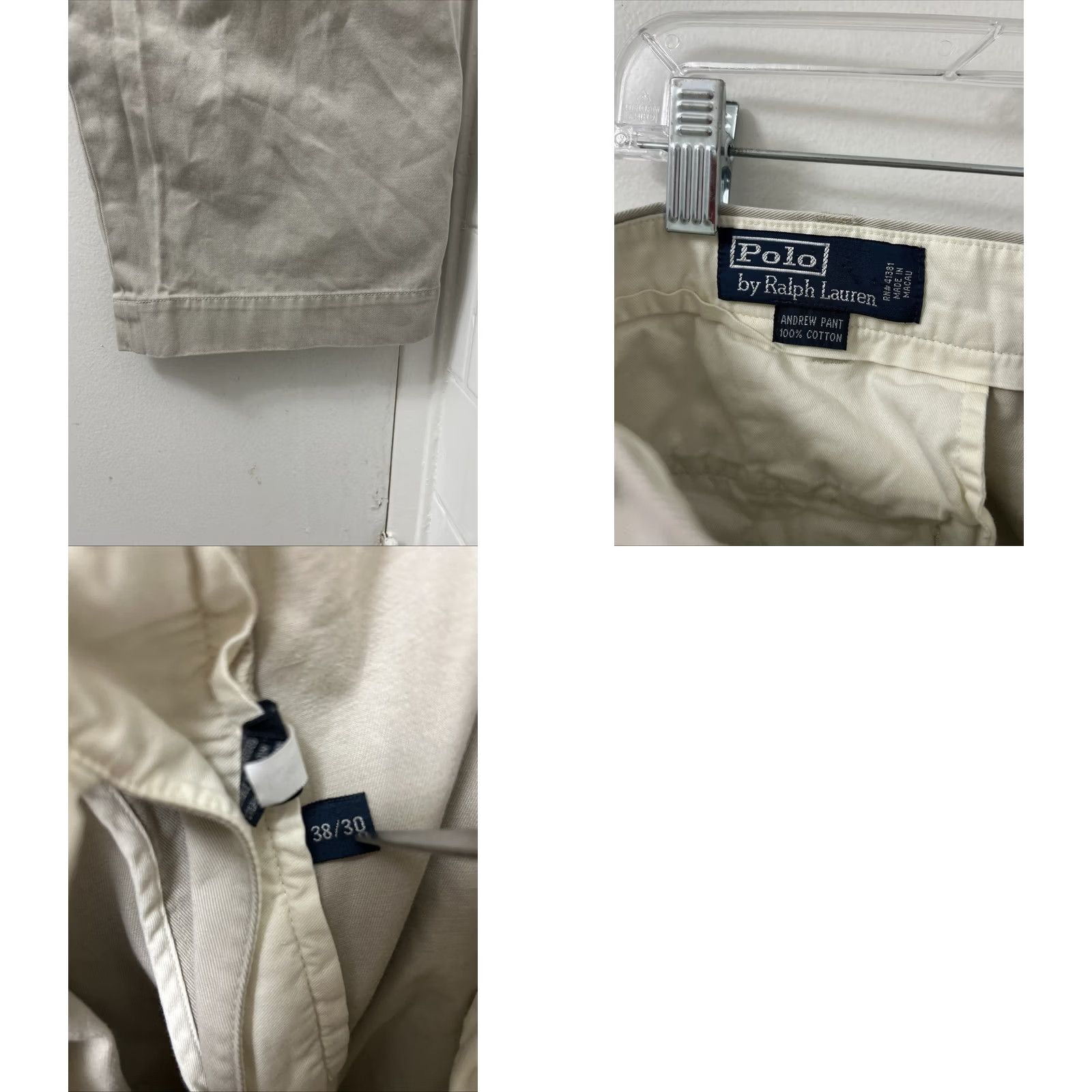 Polo Ralph Lauren VINTAGE Polo Ralph Lauren Andrew Pants Mens 38x30 Beige Khaki Classic Chino YKK Size US M / EU 48-50 / 2 - 8 Thumbnail