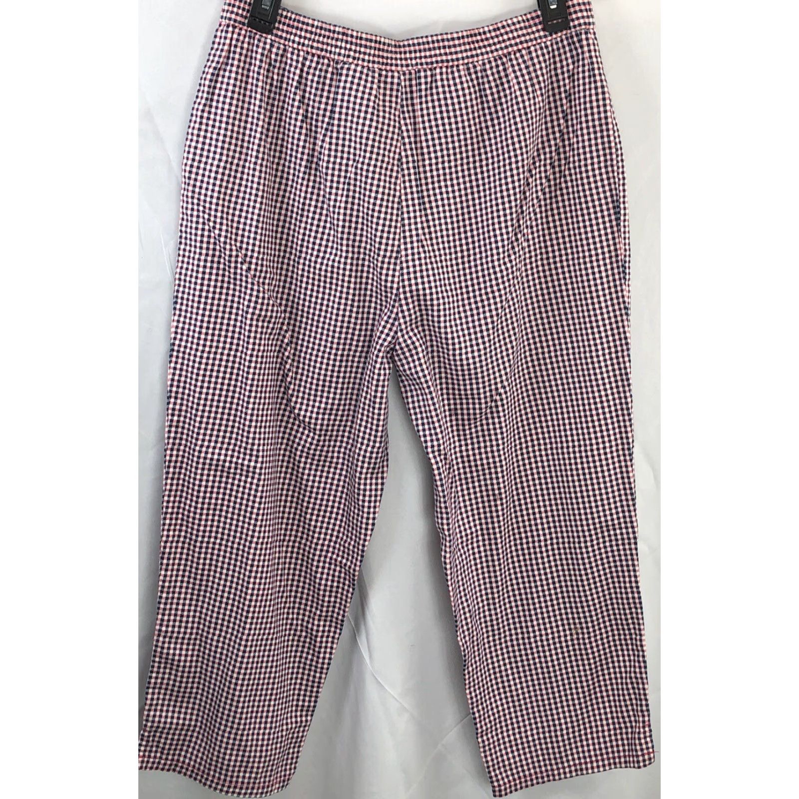 Vintage VINTAGE Russ Pants Slacks 14 Pnk Blue Plaid Gingham Checkered Cropped 80s Preppy Women Size 36" / US 14 / IT 50 - 2 Thumbnail