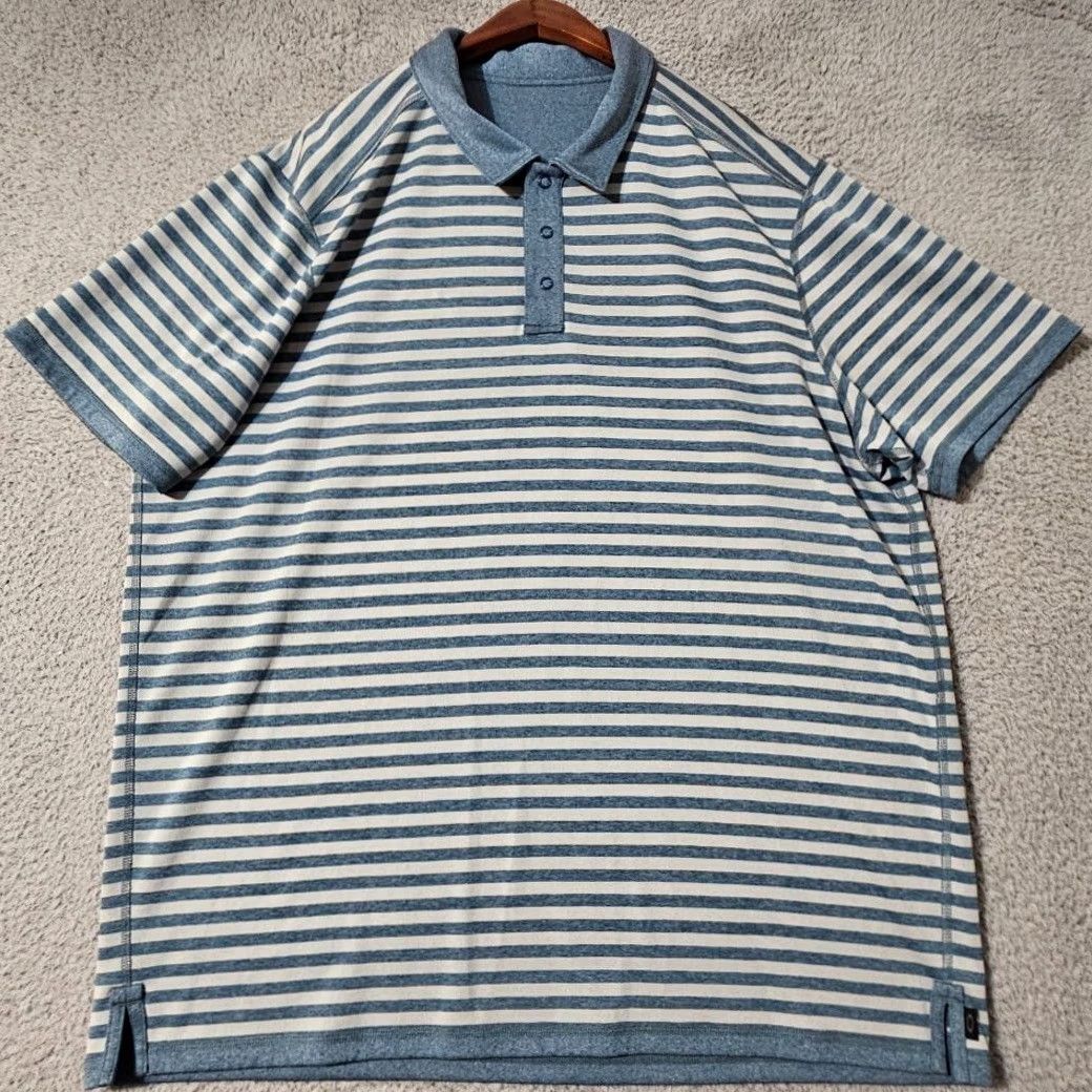 Oakley Oakley Shirt Mens 2XLT Blue Gray Striped Half Snap Button Polo Golf Reversible Size US XXL / EU 58 / 5 - 2 Thumbnail