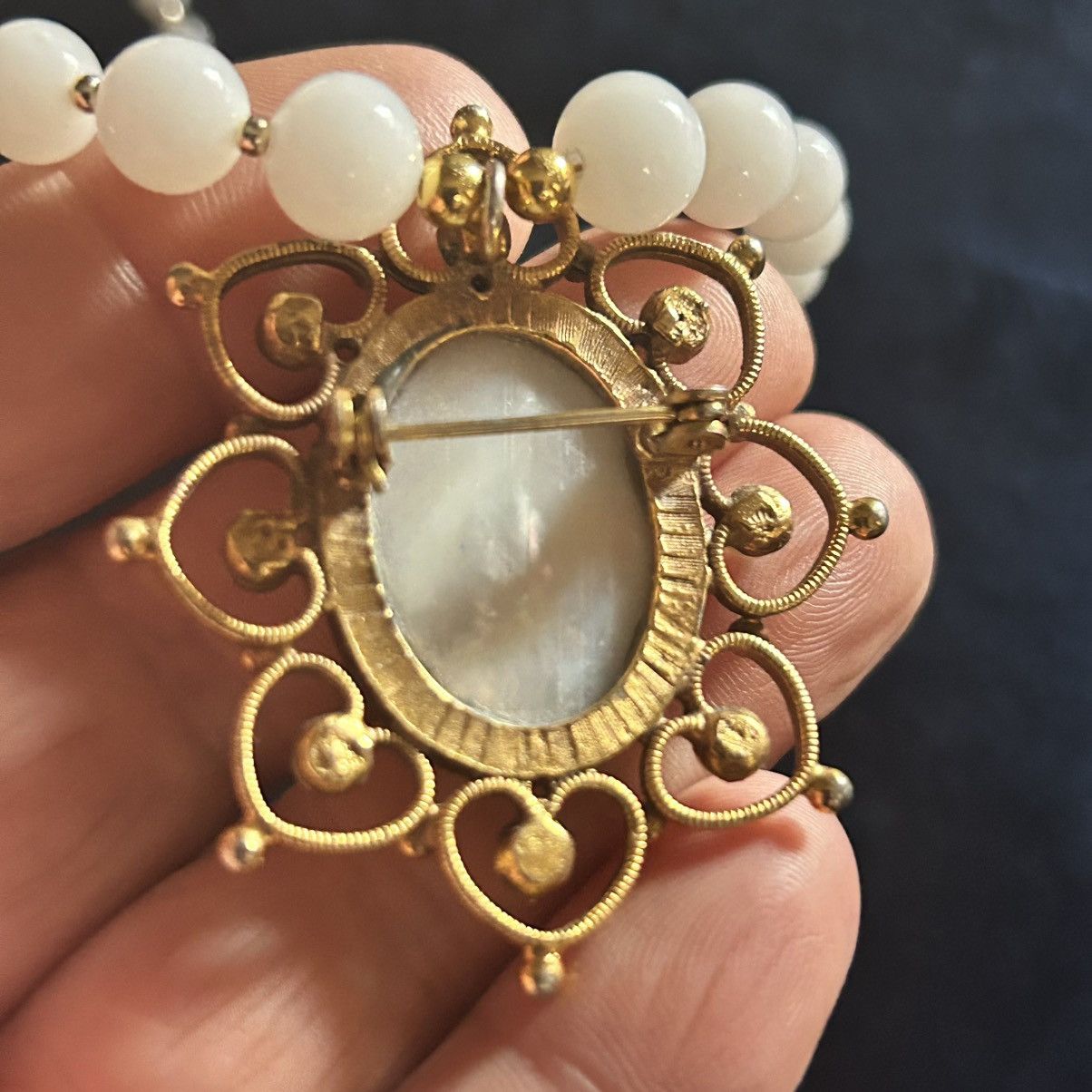 Handmade Handcrafted graduated milky quartz mother of pearl necklace Size ONE SIZE - 8 Thumbnail