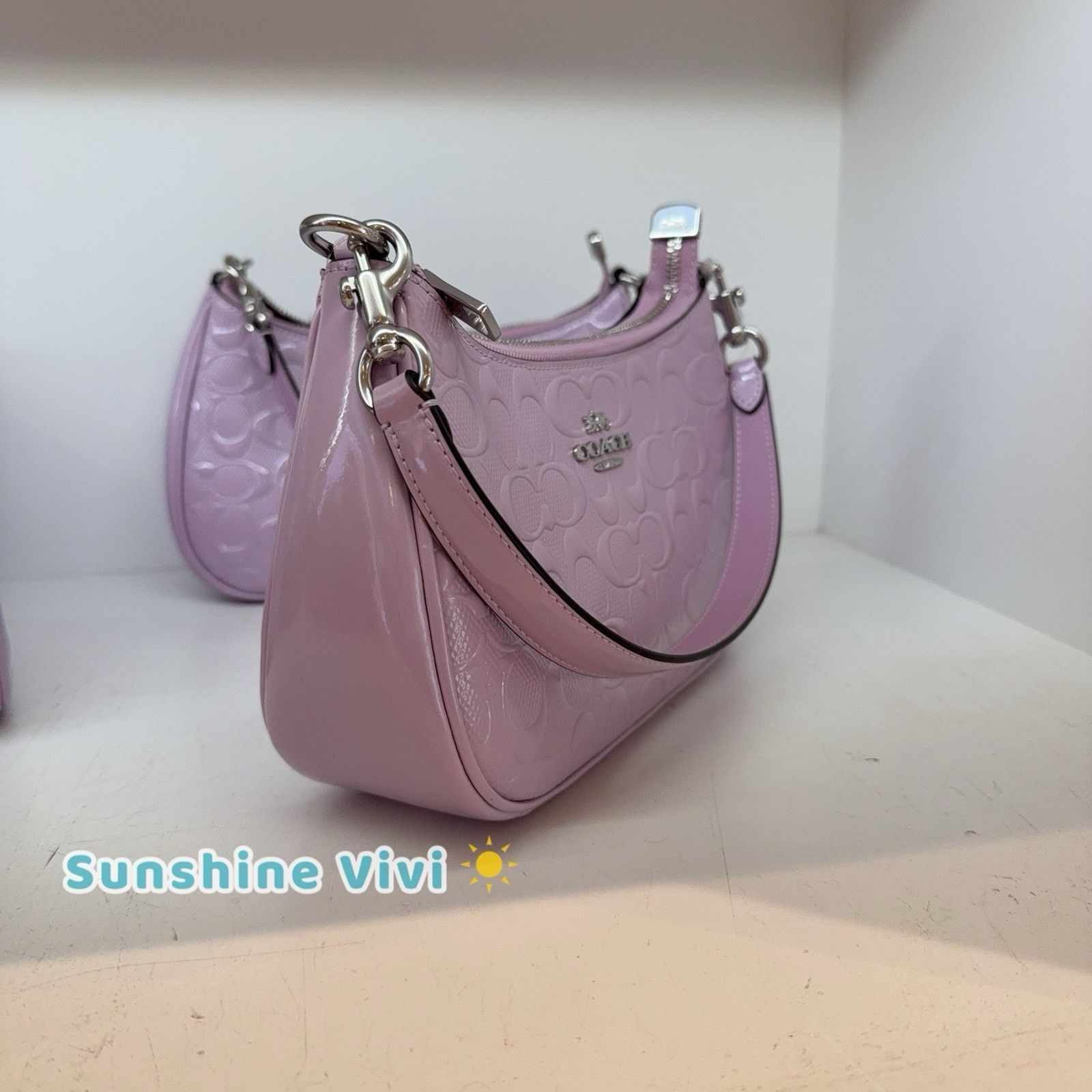 Coach NWT Coach CDA98 Teri Shoulder Bag Heart Charm Light VIOLET Size ONE SIZE - 3 Thumbnail