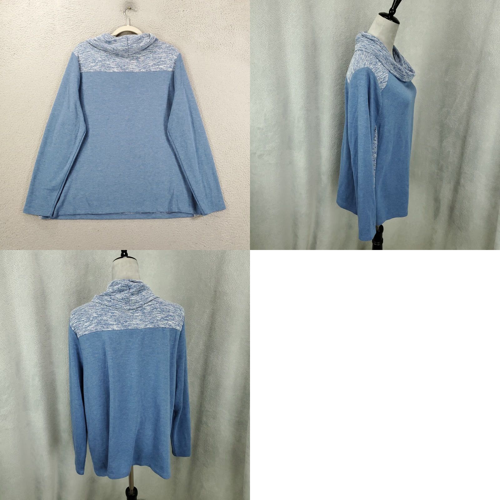 Vintage Chicos Sweater Women's XL Blue Turtleneck Long Sleeve Pullover Knit Size XL / US 12-14 / IT 48-50 - 8 Thumbnail
