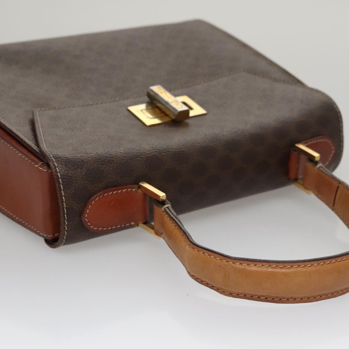 Celine CELINE Macadam Canvas Hand Bag Pvc Leather Brown Size ONE SIZE - 7 Thumbnail