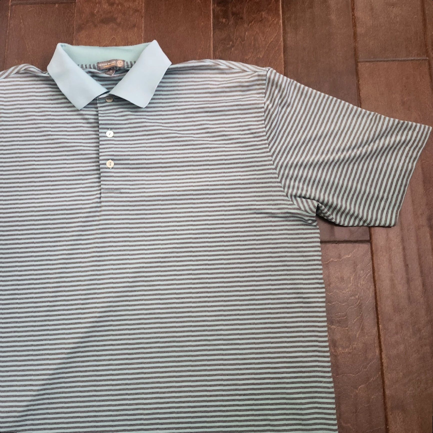 Peter Millar Peter Millar Summer Comfort Shirt Mens XL Turquoise Striped Polo Golf Atheisure Shirt Size US XL / EU 56 / 4 - 5 Thumbnail