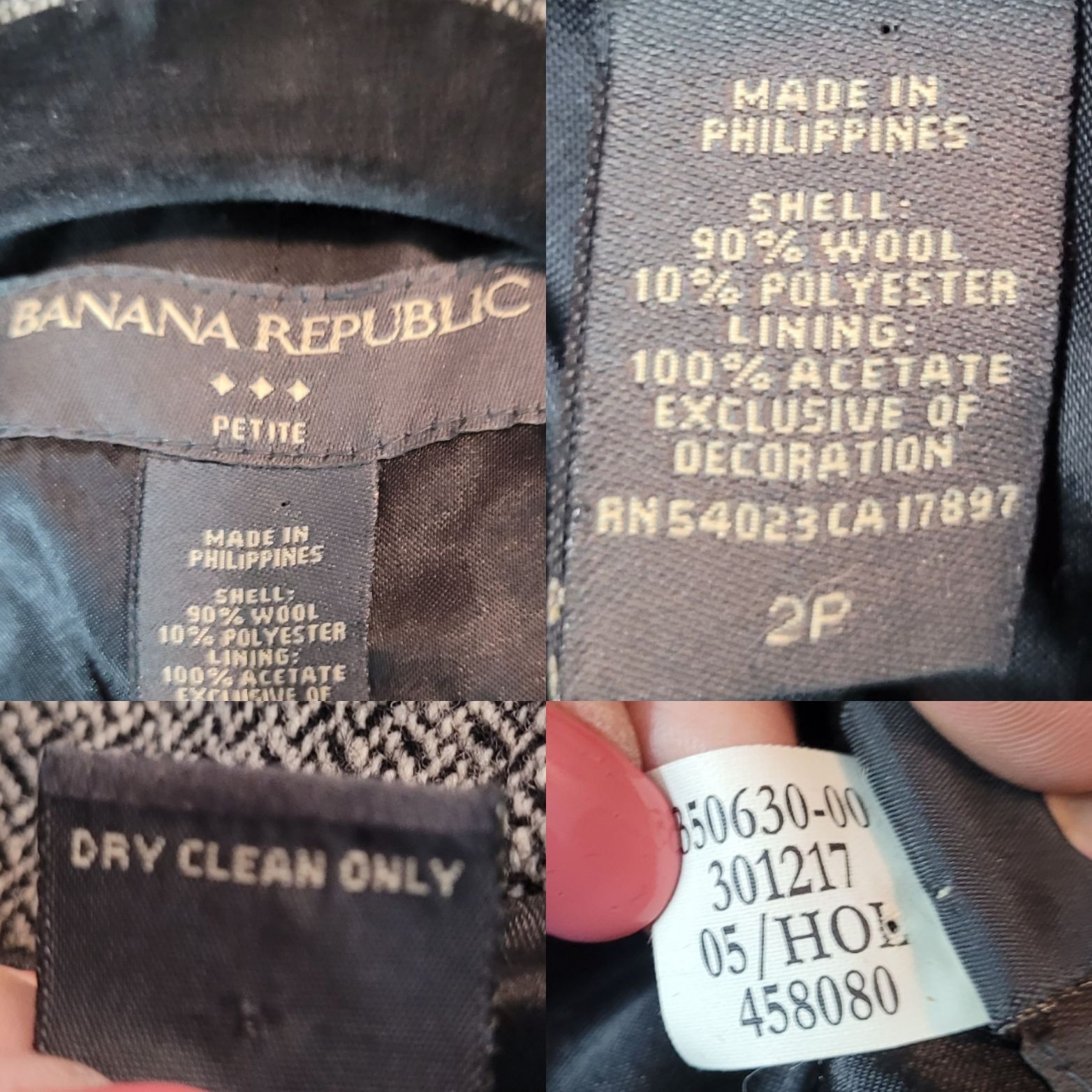 Banana Republic Vtg Y2K Banana Republic Petite Herringbone Blazer 2P Gray Wo Size XS / US 0-2 / IT 36-38 - 3 Thumbnail