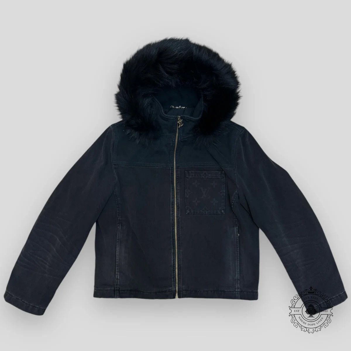 Louis Vuitton Louis Vuitton Denim Blouson with Fur Hood Size US M / EU 48-50 / 2 - 1 Thumbnail