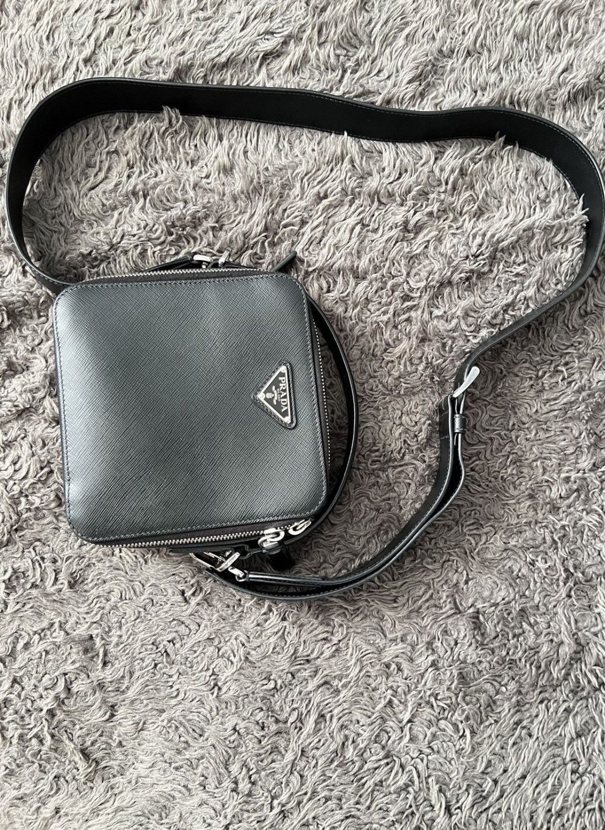 Prada Prada Black Logo Saffano Leather Cross Body Bag Size ONE SIZE - 9 Thumbnail