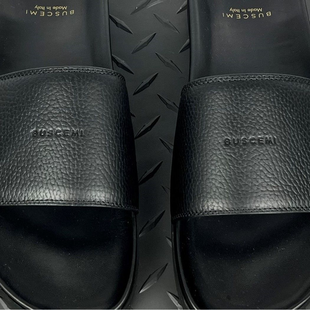 Buscemi Buscemi Slide Alce Black Leather Sandals US 14 EU 47 Size US 14 / EU 47 - 6 Thumbnail