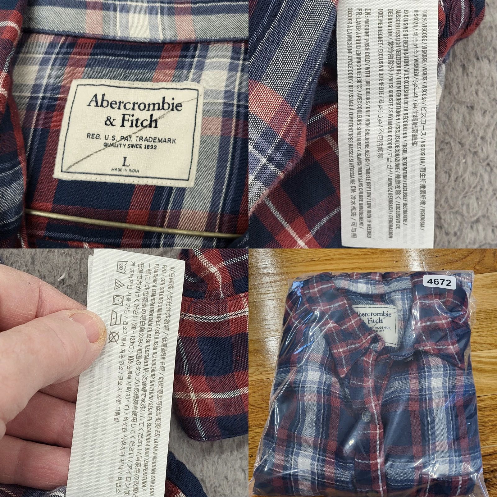 Abercrombie & Fitch Abercrombie & Fitch Button-Up Flannel Women’s L Blue/Red A&F Collection Shirt Casual Size L / US 10 / IT 46 - 9 Thumbnail